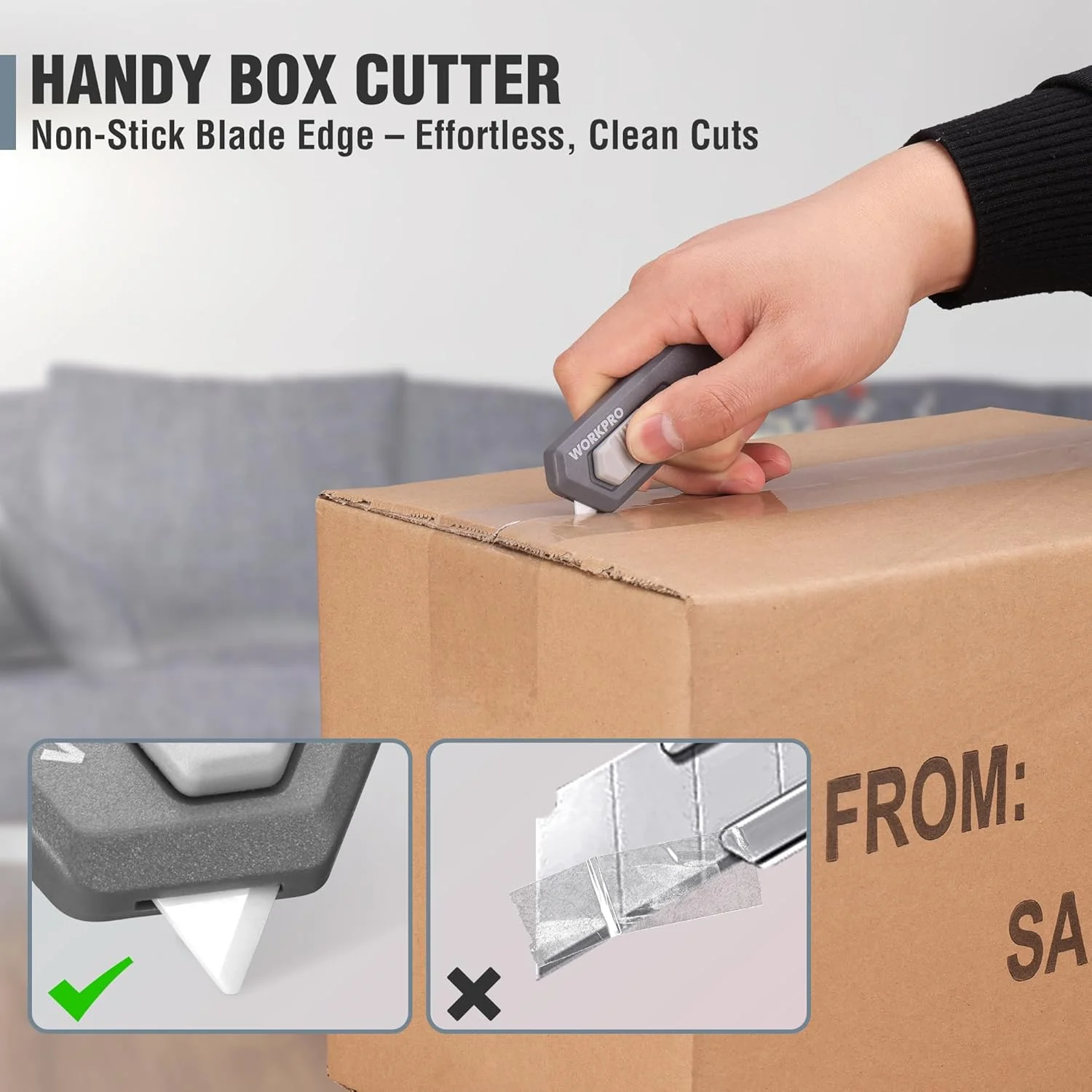 WORKPRO Ceramic Small Safety Box Cutter, Automatic Rebound Mini Letter Opener, Quick Change Retractable Blade Razor Knife, with Extra Blades - Image 4