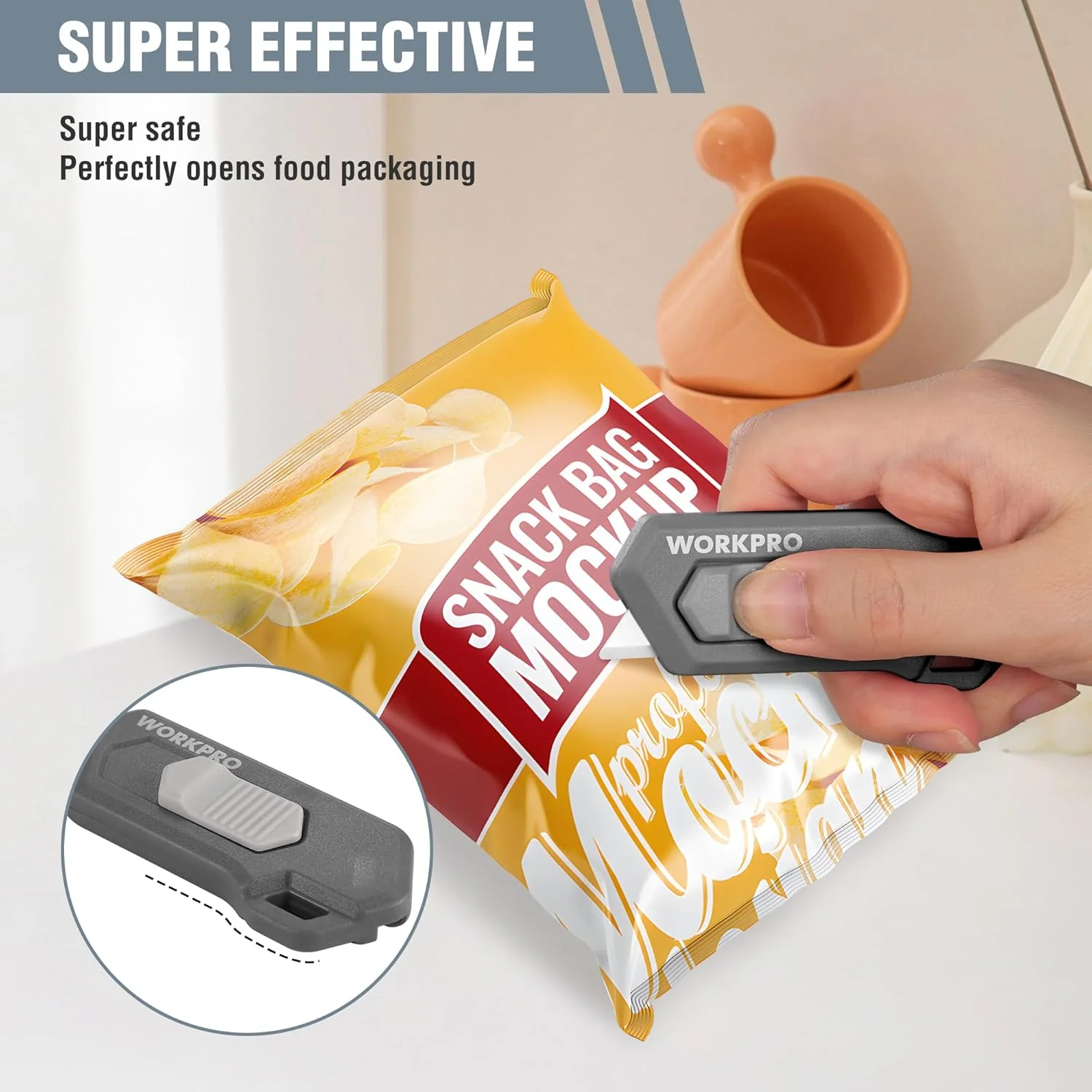 WORKPRO Ceramic Small Safety Box Cutter, Automatic Rebound Mini Letter Opener, Quick Change Retractable Blade Razor Knife, with Extra Blades - Image 6