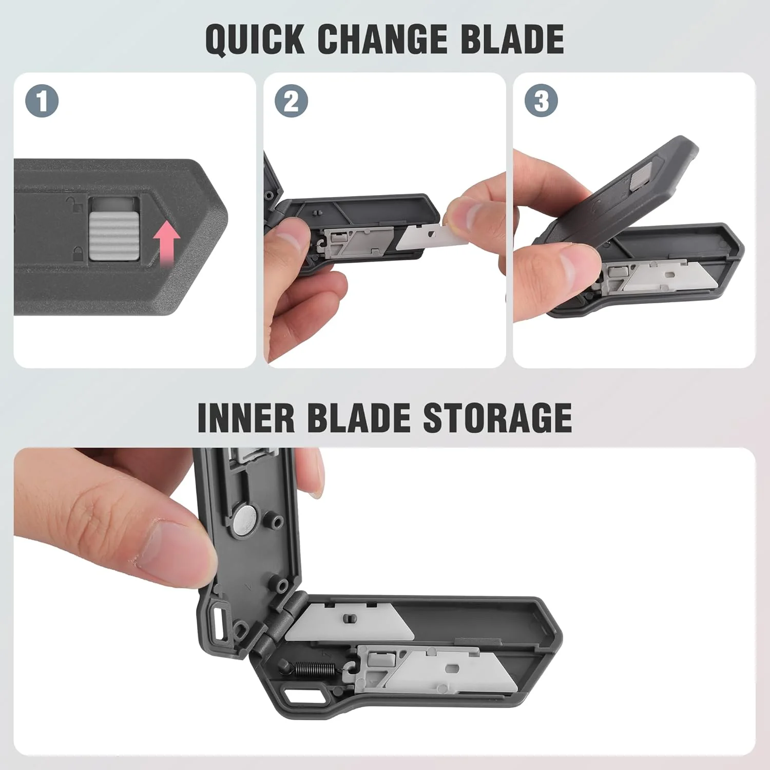 WORKPRO Ceramic Small Safety Box Cutter, Automatic Rebound Mini Letter Opener, Quick Change Retractable Blade Razor Knife, with Extra Blades - Image 7