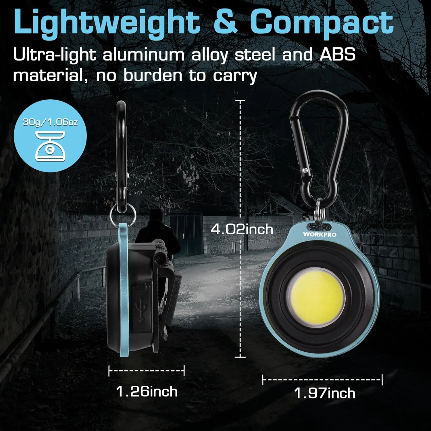 WORKPRO COB Keychain Work Light, 3Pcs EDC Rechargeable Mini Keychain Flashlight, Magnetic Carabiner Flashlight with Hat Clip, 3 Light Modes Emergency Light for Running, Hiking and Fishing, Multicolor - Image 3