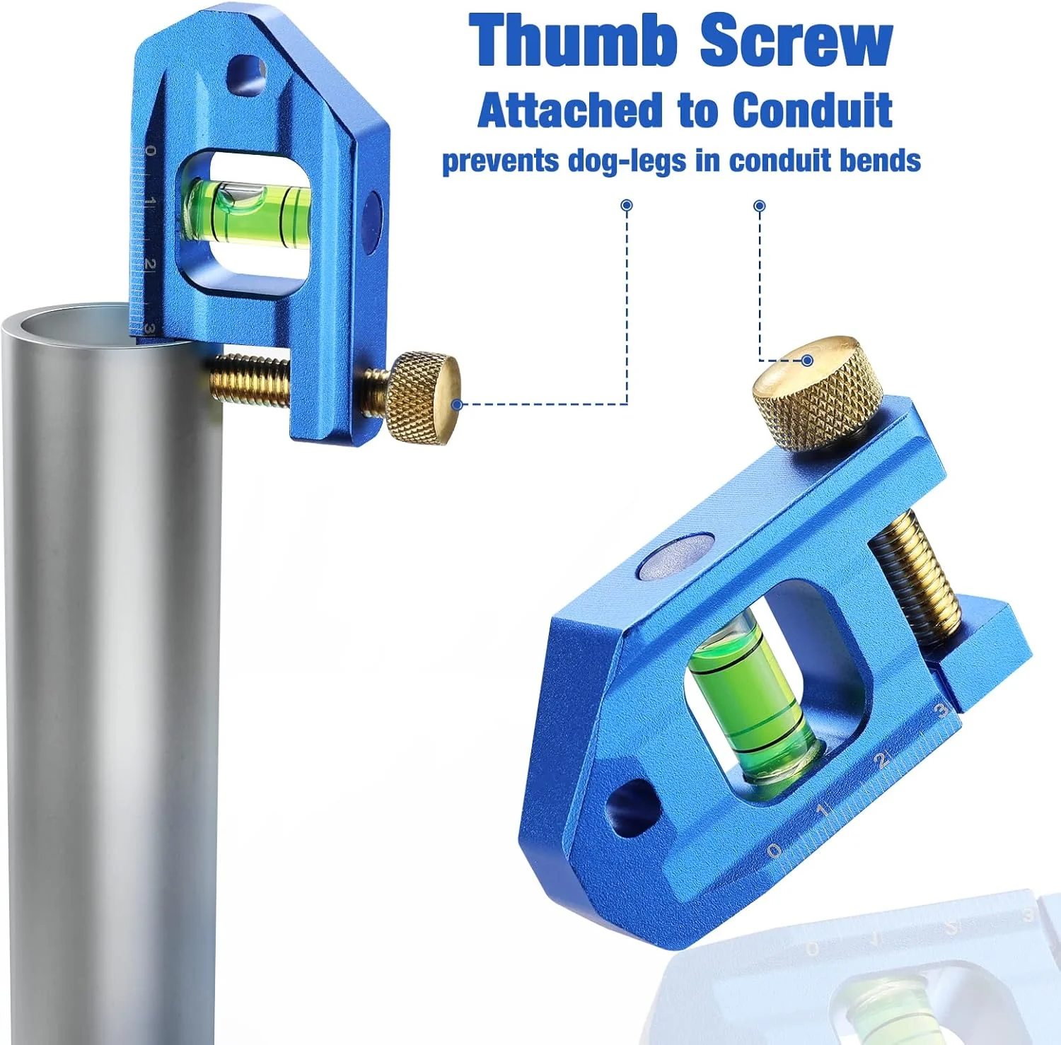 WORKPRO Conduit Bending Level, Small Torpedo Magnetic Level, Bubble Vial for 90° Measurement, Aluminum Alloy Construction, 2.5-inch, Cobalt Blue - Image 4