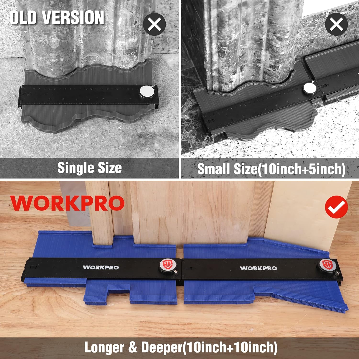 WORKPRO Connectable Contour Gauge (10+10 Inch), Profile Duplicator with Lock, Precisely Copy Irregular Shape, Gift for Father, Husband, Outline Marking Tool for Woodworking Floor, Carpet, Tile Laying - Image 6