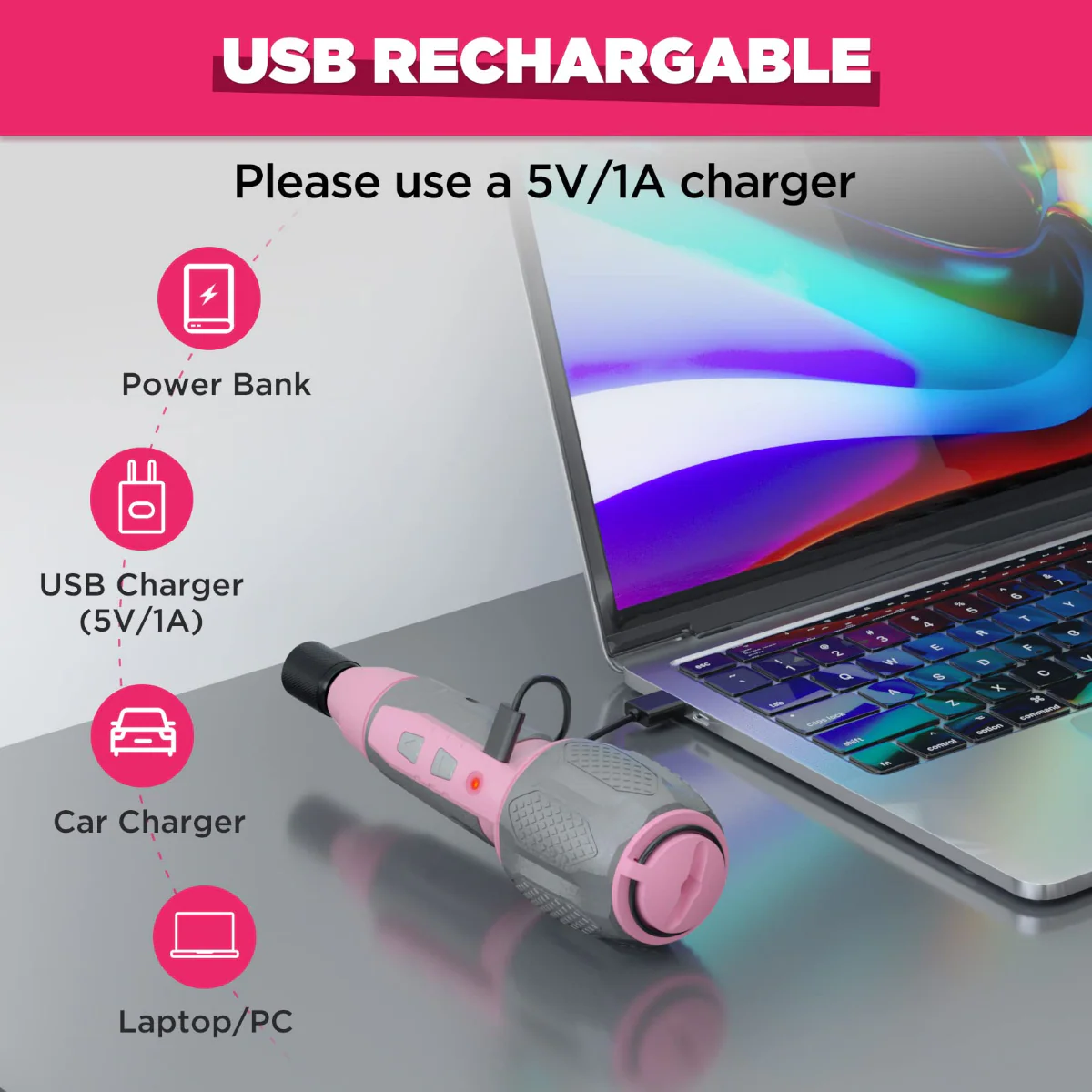 WORKPRO Cordless 4V USB Rechargeable Lithium-ion Battery Screwdriver Kit - Pink Ribbon - Image 11