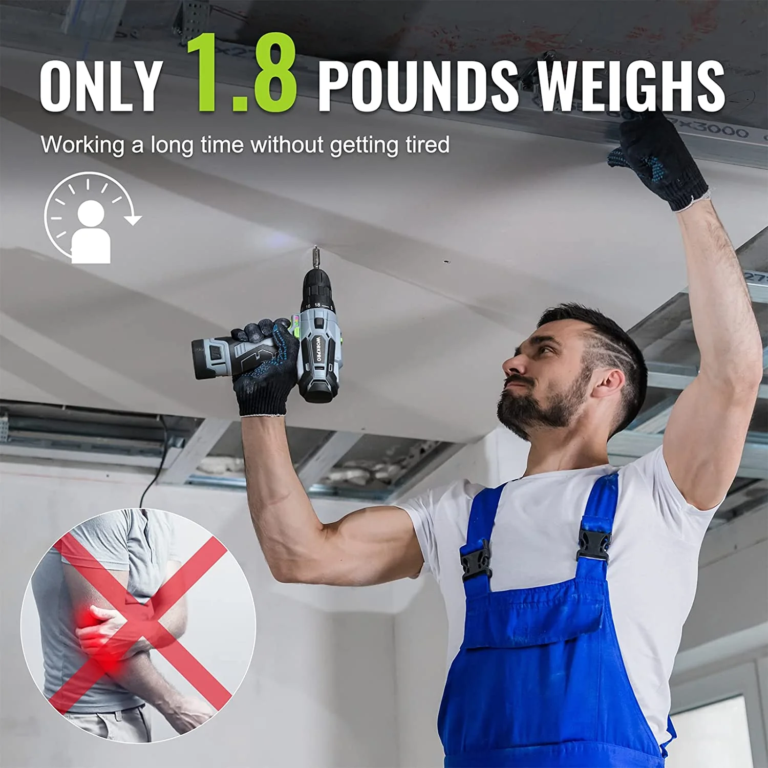 WORKPRO 12V Electric Cordless Drill Driver Kit 3/8" Keyless Chuck, Charger and Storage Bag Included - Image 5