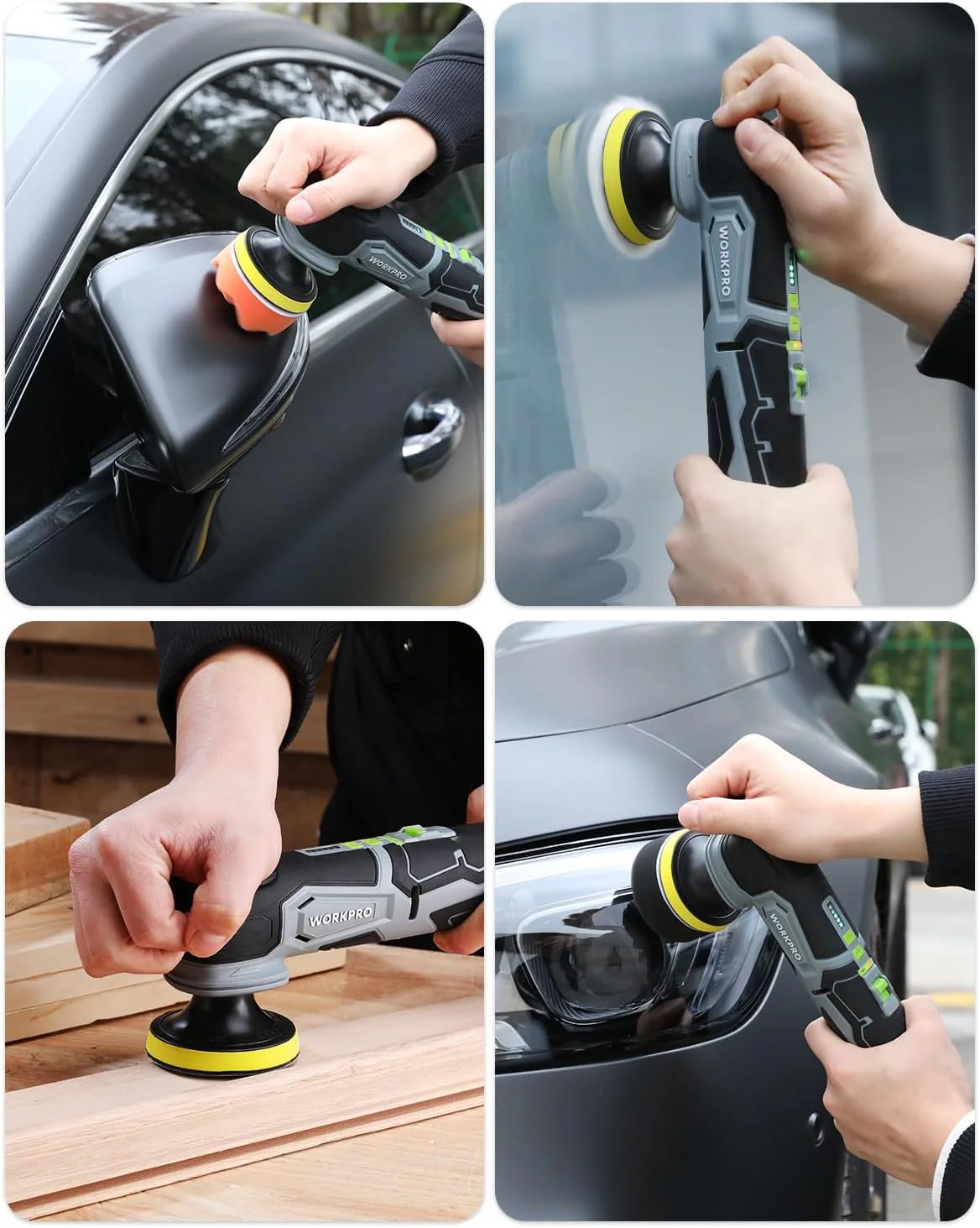 WORKPRO Cordless Mini Buffer Polisher, 12V Buffer Polisher for Car Detailing, 5 Variable Speed Up to 3000RPM, Compact Cordless Polisher Kit for Waxing, DIY Projects, Furniture Polishing - Image 8