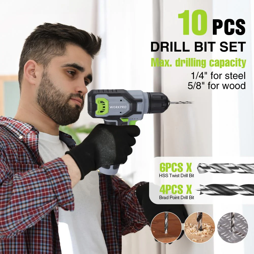 WORKPRO Cordless Power Drill Set with Stackable Tool Box, 8V Cordless Drill Driver and Bit Set, 2.0Ah Electric Cordless Screwdriver Kit with 3/8" Keyless Chuck, Portable Drill for Home Repair, DIY - Image 5