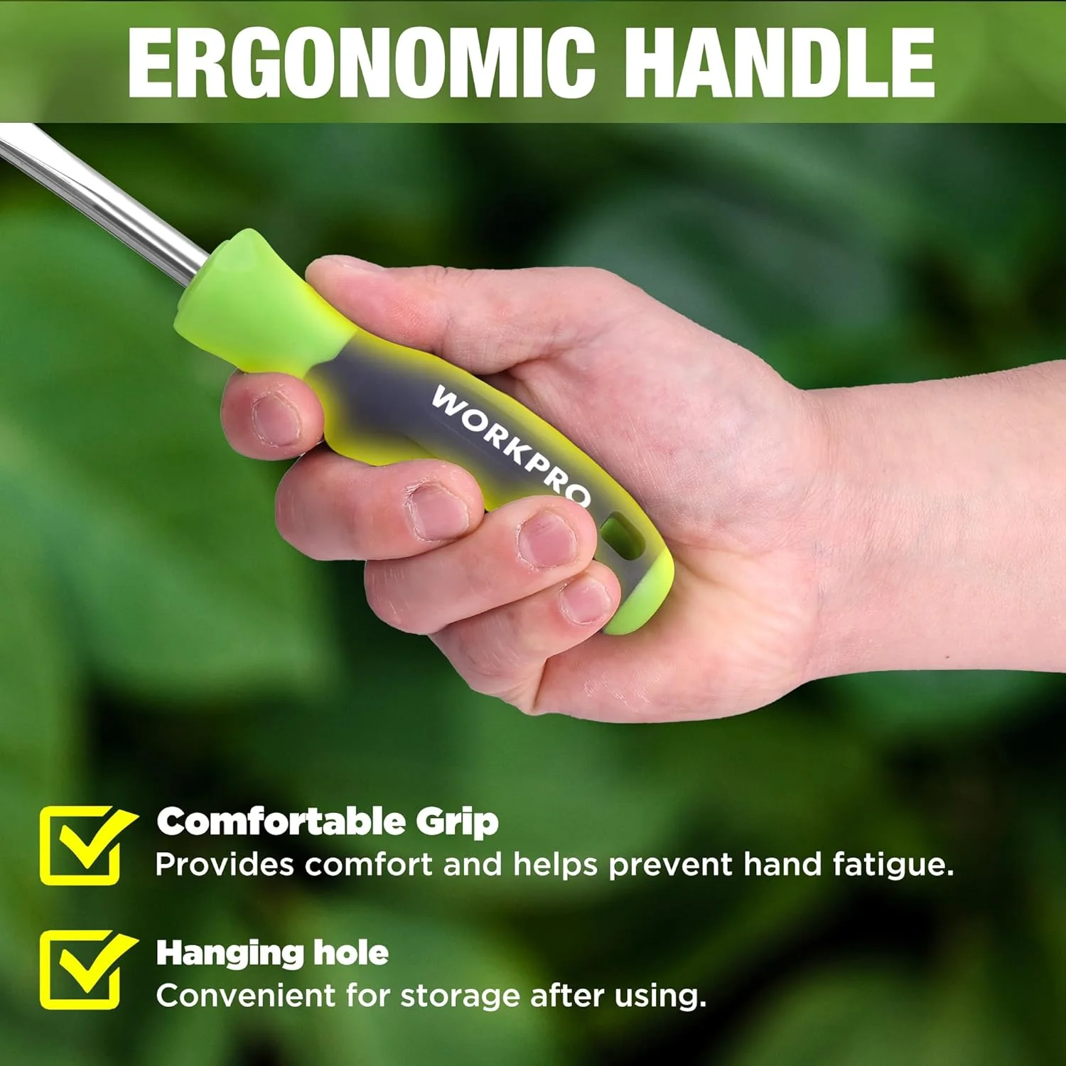 WORKPRO Crack Weeder, 12.5" Stainless Steel Crevice Weeding Tool Weeder Tool | Soft PP+TPR Handle, L-Shaped Side-Walk Weed Removal Scraper, for Garden Lawn Yard Patio Terrace Paving - Image 3