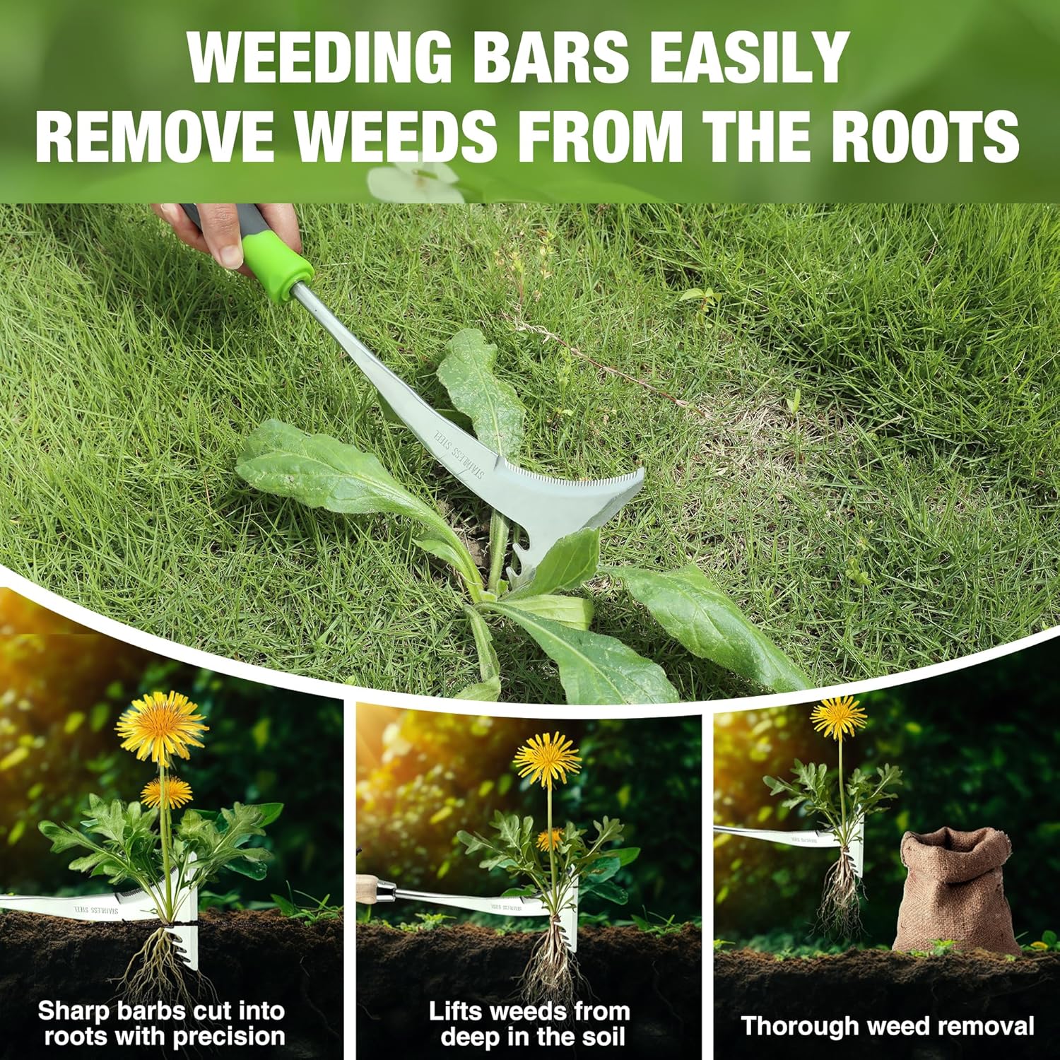WORKPRO Crack Weeder, 12.5" Stainless Steel Crevice Weeding Tool Weeder Tool | Soft PP+TPR Handle, L-Shaped Side-Walk Weed Removal Scraper, for Garden Lawn Yard Patio Terrace Paving - Image 5