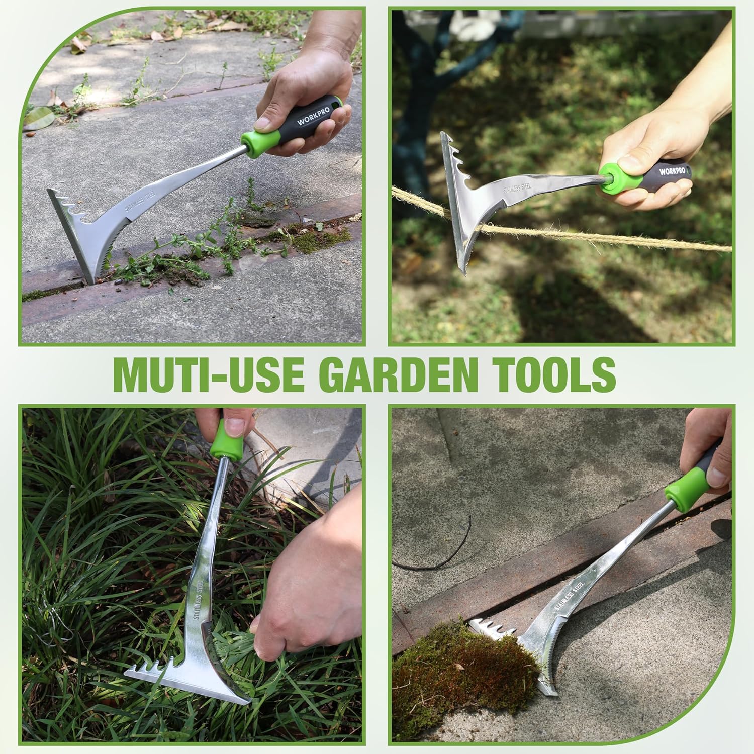 WORKPRO Crack Weeder, 12.5" Stainless Steel Crevice Weeding Tool Weeder Tool | Soft PP+TPR Handle, L-Shaped Side-Walk Weed Removal Scraper, for Garden Lawn Yard Patio Terrace Paving - Image 6