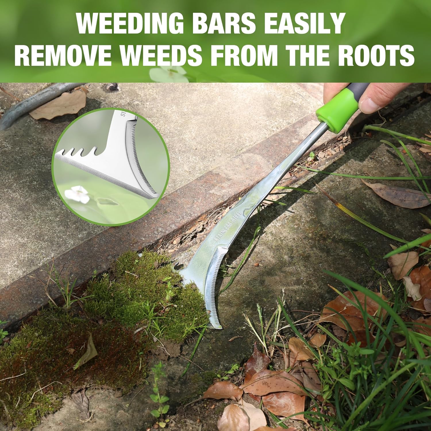 WORKPRO Crack Weeder, 12.5" Stainless Steel Crevice Weeding Tool Weeder Tool | Soft PP+TPR Handle, L-Shaped Side-Walk Weed Removal Scraper, for Garden Lawn Yard Patio Terrace Paving - Image 8