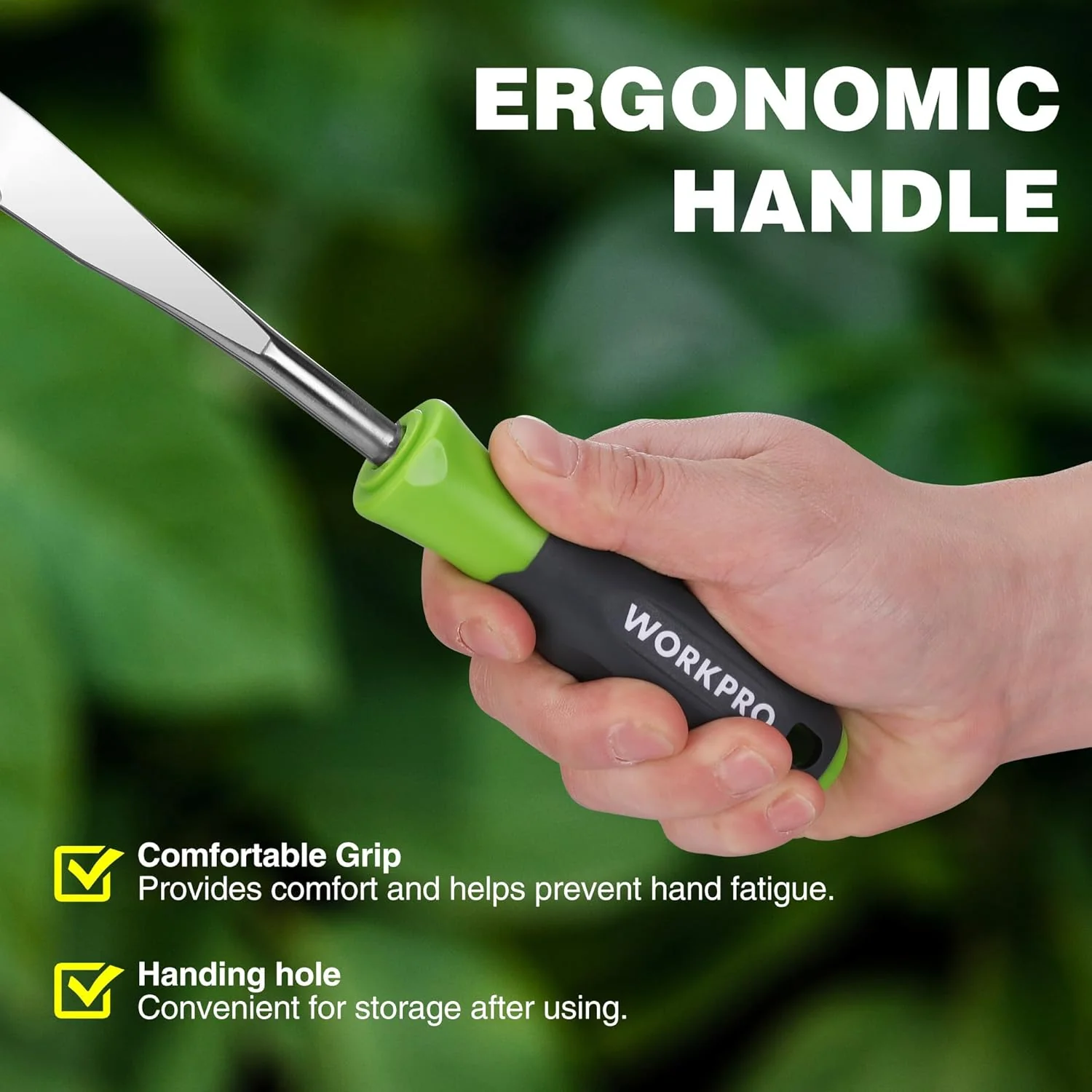 WORKPRO Crack Weeder, 12" Stainless Steel Crevice Weeding Tool w/ Soft Handle, L-Shaped Side-Walk Weed Puller Spatula, For Garden Lawn Yard Patio Terrace Paving Moss Garden Tool - Image 4
