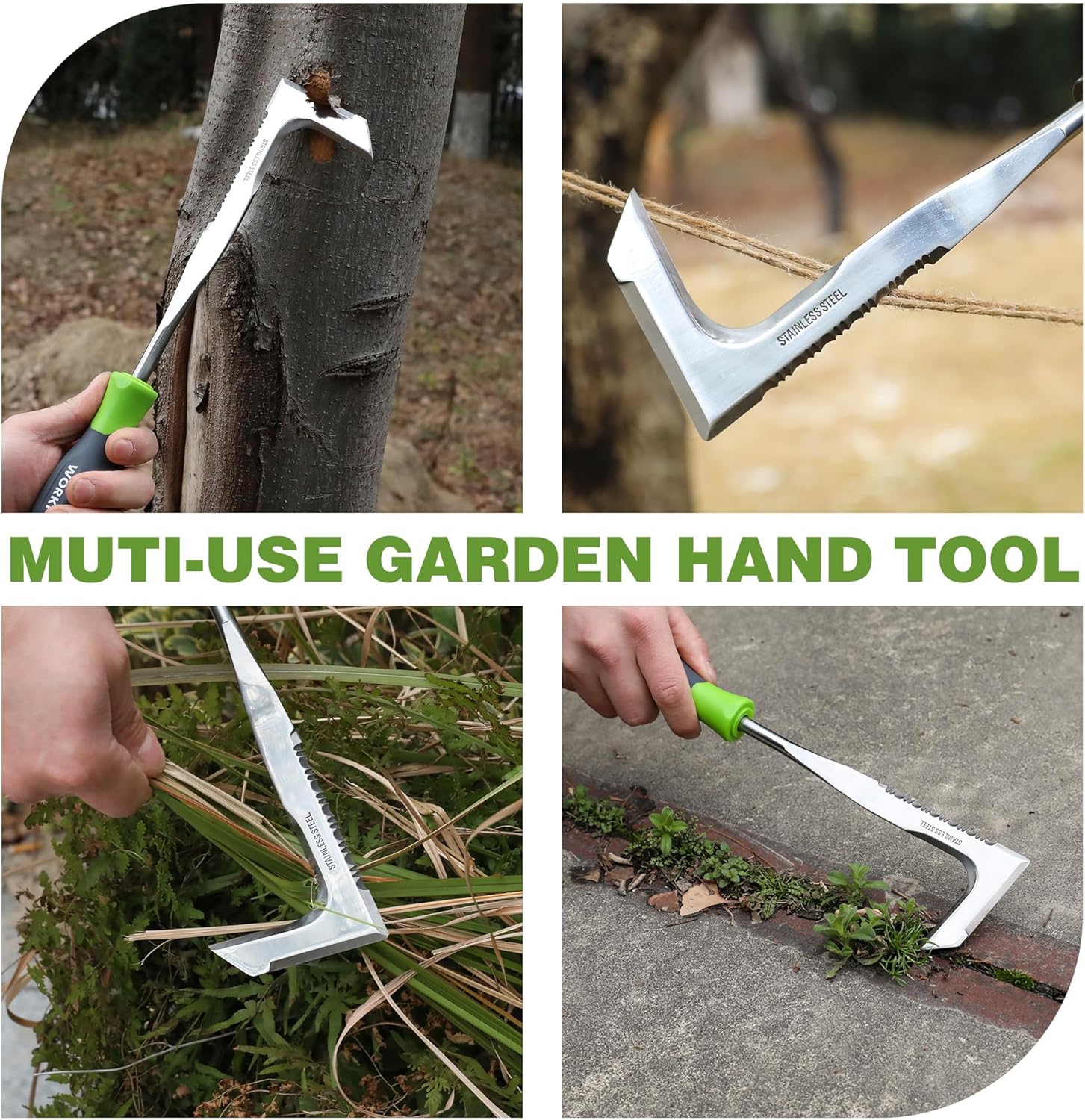 WORKPRO Crack Weeder, 12" Stainless Steel Crevice Weeding Tool w/ Soft Handle, L-Shaped Side-Walk Weed Puller Spatula, For Garden Lawn Yard Patio Terrace Paving Moss Garden Tool - Image 7