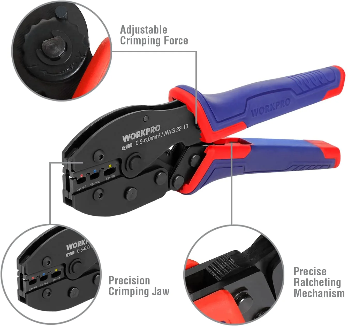 WORKPRO Crimping Tool Kit with 100 Pcs Terminal Connector - Image 4