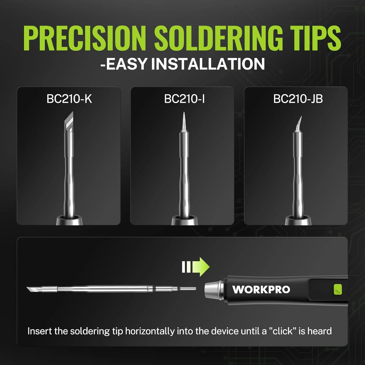 WORKPRO DC Soldering Iron Kit, Fast Heating Soldering Iron Pen with 3 Tips, Portable Lightweight Solder Iron for Electronics, Metal, DIY, Accurate Temp Control, OLED Screen Display, PD/QC Protocols - Image 6