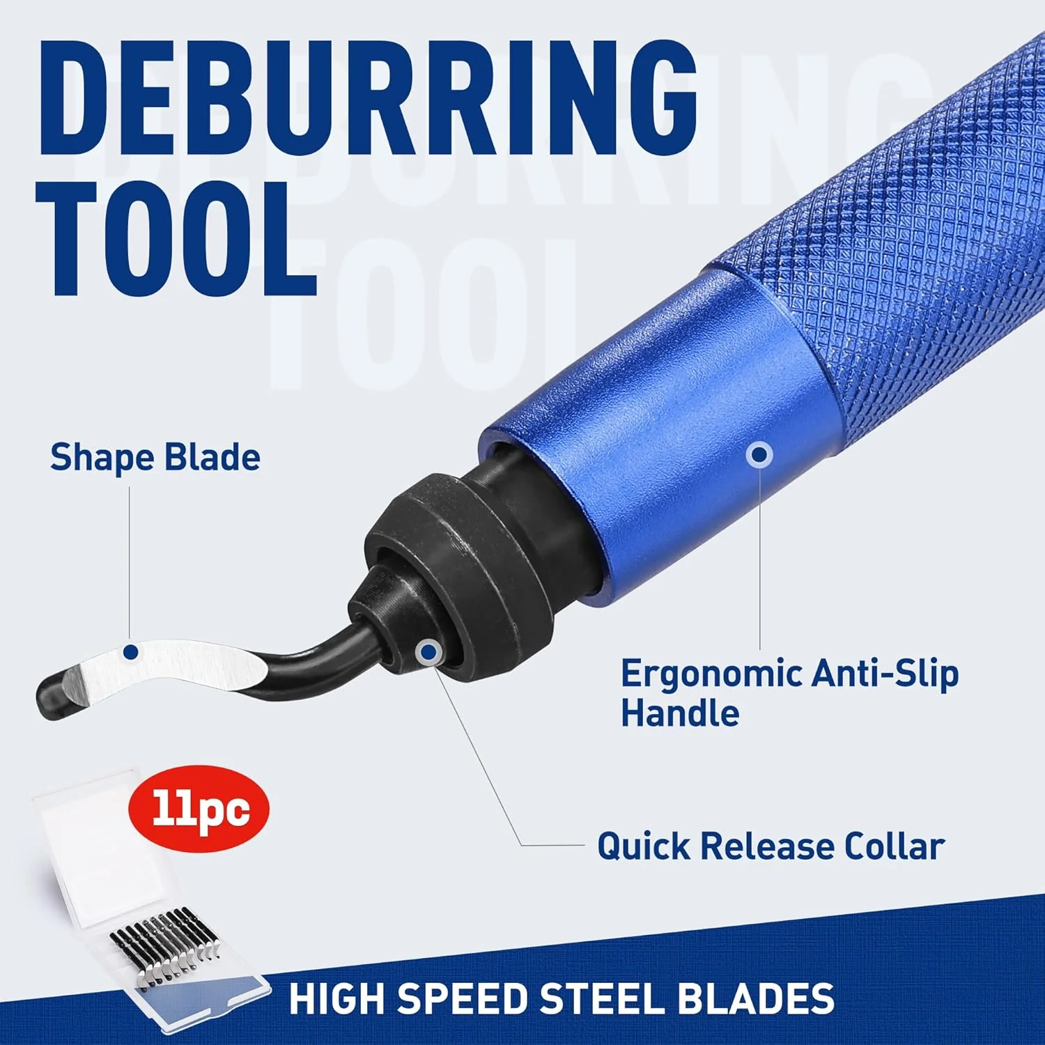 WORKPRO Deburring Tool with 11 Extra High Speed Steel Swivel Blades - 360 Degree Rotary Head Deburring Tool for Metal, Resin, Aluminum, Copper, Plastic, 3D Printing, Wood - Image 2
