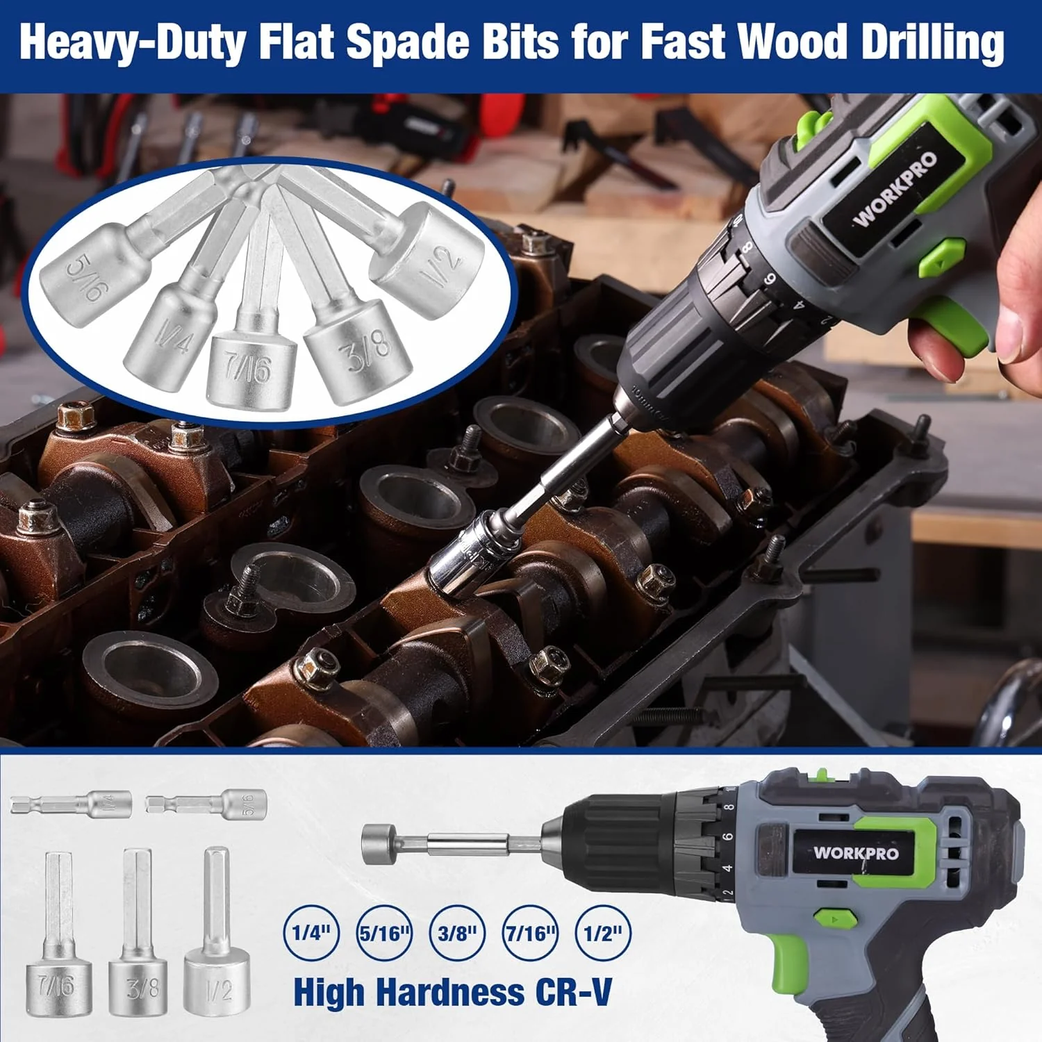 WORKPRO Drill Bit Set, 120-Pieces Impact Driver Bits Set and Screwdriver Bits Set for Screw Driving and Wood Metal Drilling with Storage Case, 1/4" Hex Shank - Image 5