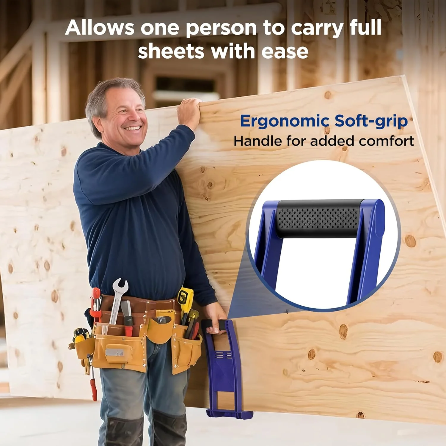 WORKPRO Drywall Carrier, 2 Pack Plywood Carrier Tool with 176 lbs Load Capacity, Heavy Duty Lift and Carry Panel Mover Tool, Easy to Carry Drywall, Plywood, Glass Boards, Plasterboard - Image 5