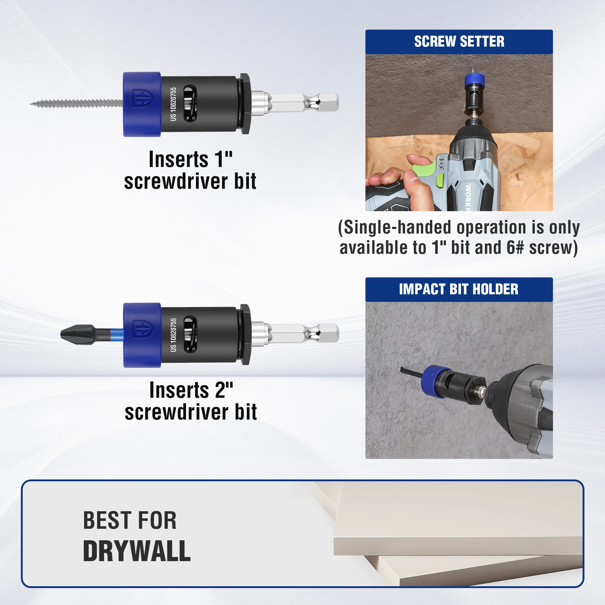 WORKPRO Drywall Screw Setter/Extractor Impact Bit Holder, Fits Any Standard 1/4” Driver - Image 3