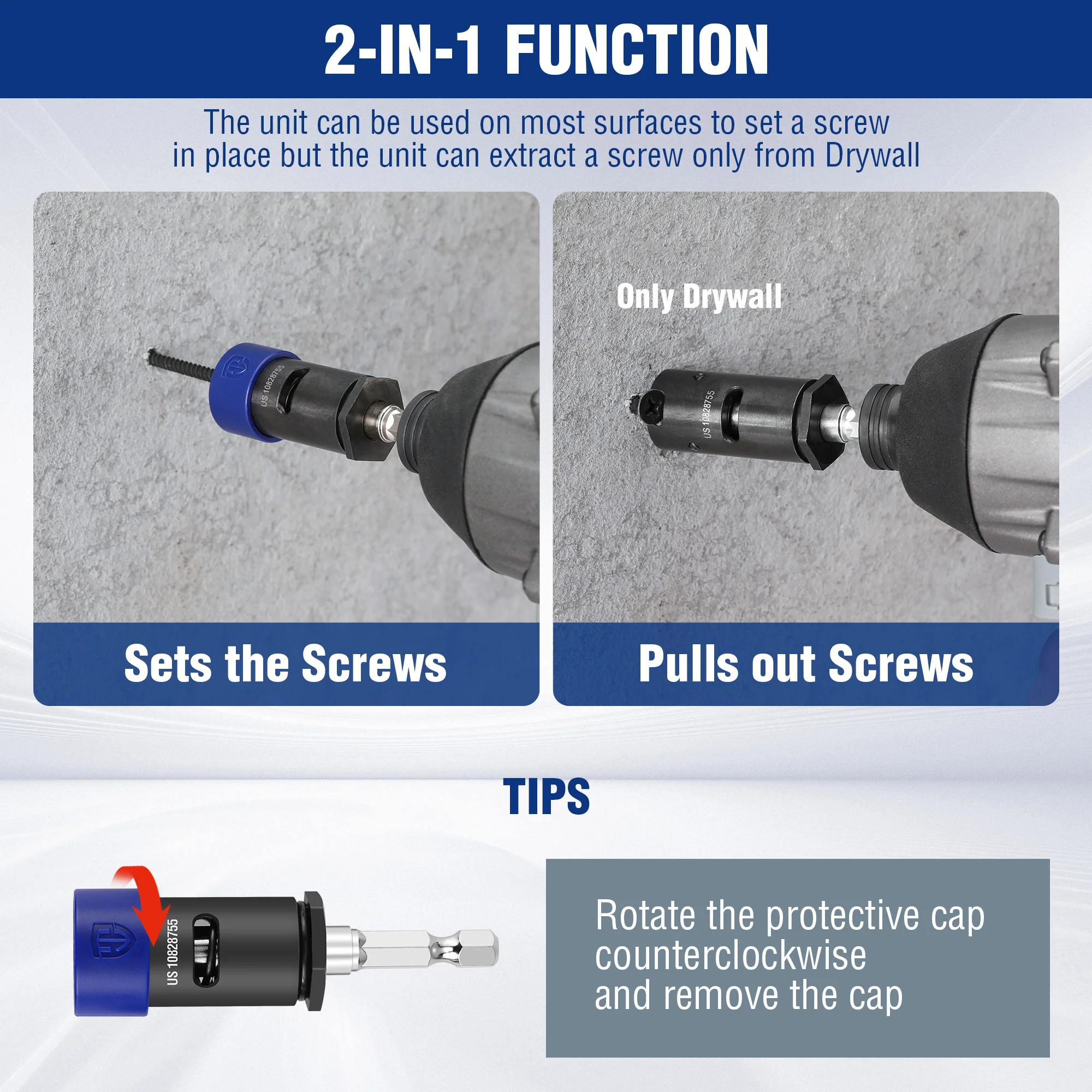 WORKPRO Drywall Screw Setter/Extractor Impact Bit Holder, Fits Any Standard 1/4” Driver - Image 5