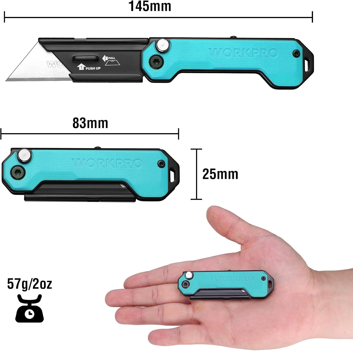 WORKPRO EDC Folding Utility Knife, Mini Box Cutter with Quick Open Axis Lock, Quick Change Blade Razor Knife, Foldable Small Pocket Knife with Belt Clip - Image 2