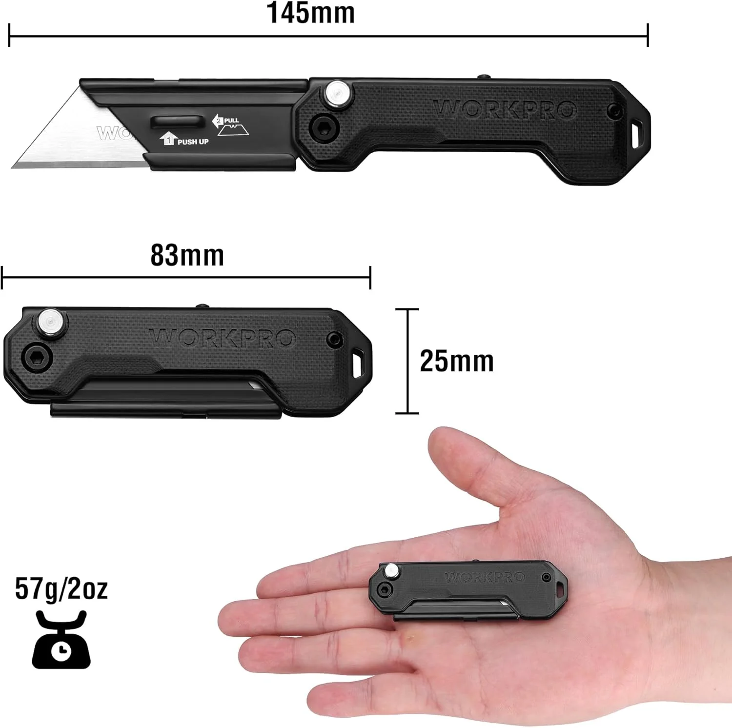 WORKPRO EDC Folding Utility Knife, Mini Box Cutter with Quick Open Axis Lock, Quick Change Blade Razor Knife, Foldable Small Pocket Knife with Belt Clip - Image 2