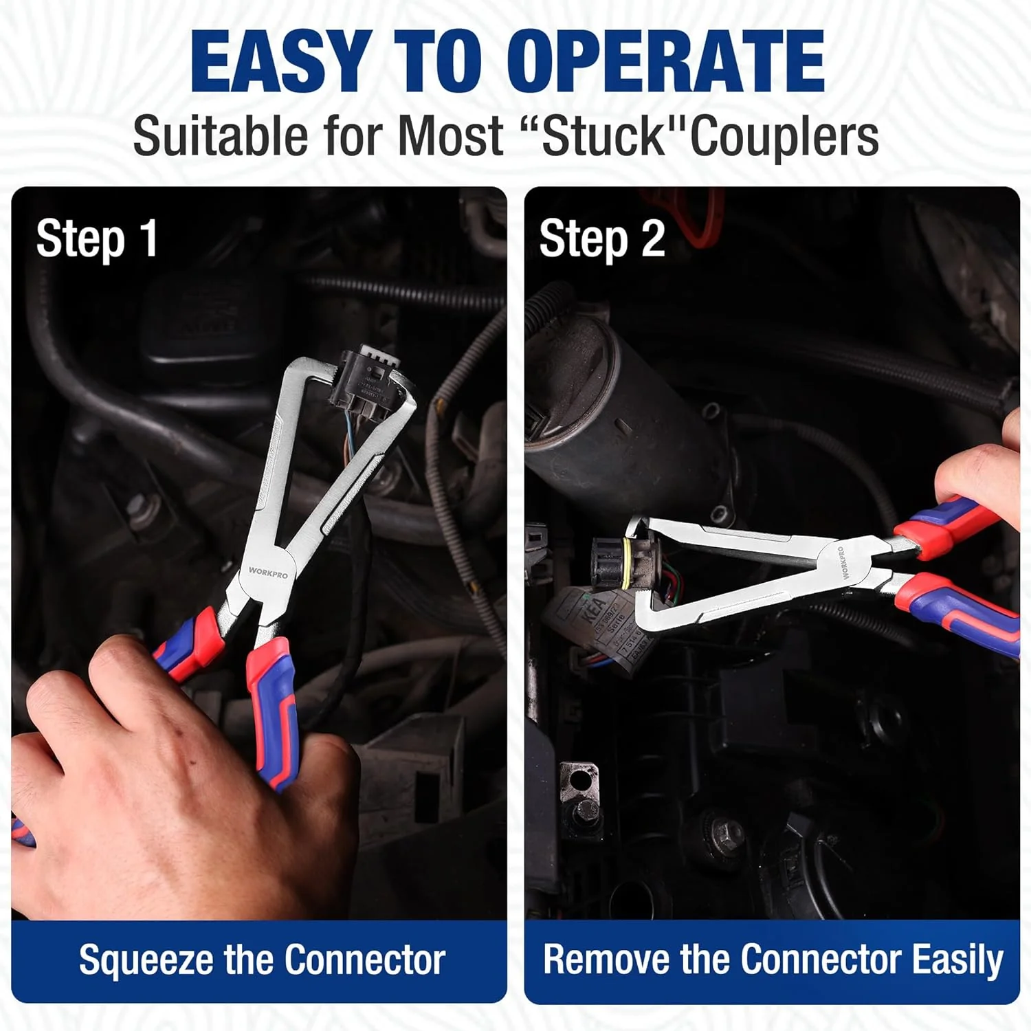 WORKPRO Electrical Disconnect Pliers, 8 Inch Automotive Electrical Connector Pliers with Ergonomic Handle, Fixion Tools Pliers, Automotive Plug Removal Tool for Car Fuel Pump, Spark Plug - Image 5