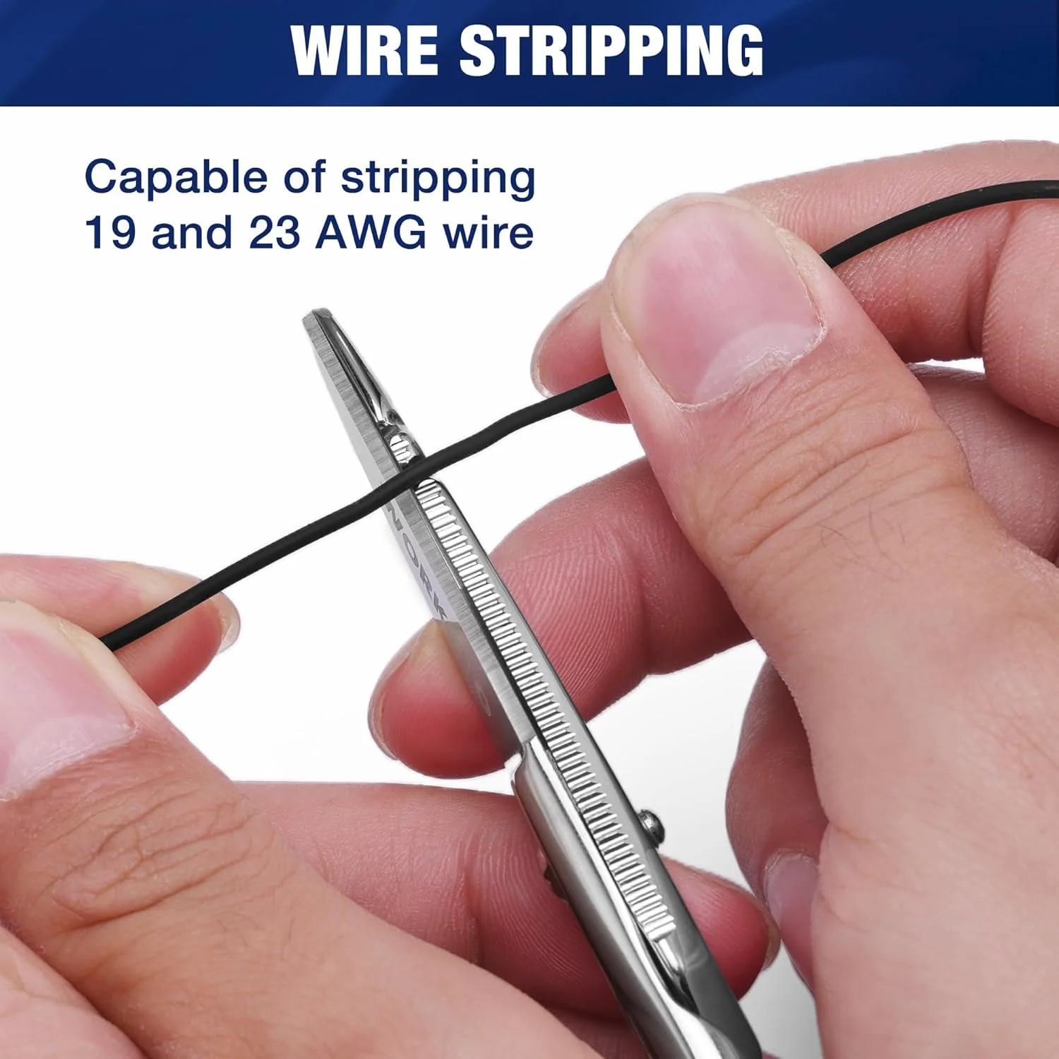 WORKPRO Electrician Scissors, 5-1/5 Inch Heavy Duty Scissors, Nickel-Plated Stainless Steel Snips with 19&23 Stripping Notches for Telecom and Electrical Work - Image 4