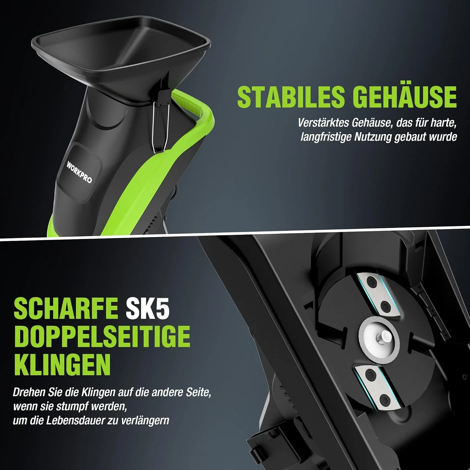 WORKPRO Elektrischer Gartenhäcksler mit Gartenschere - Image 3