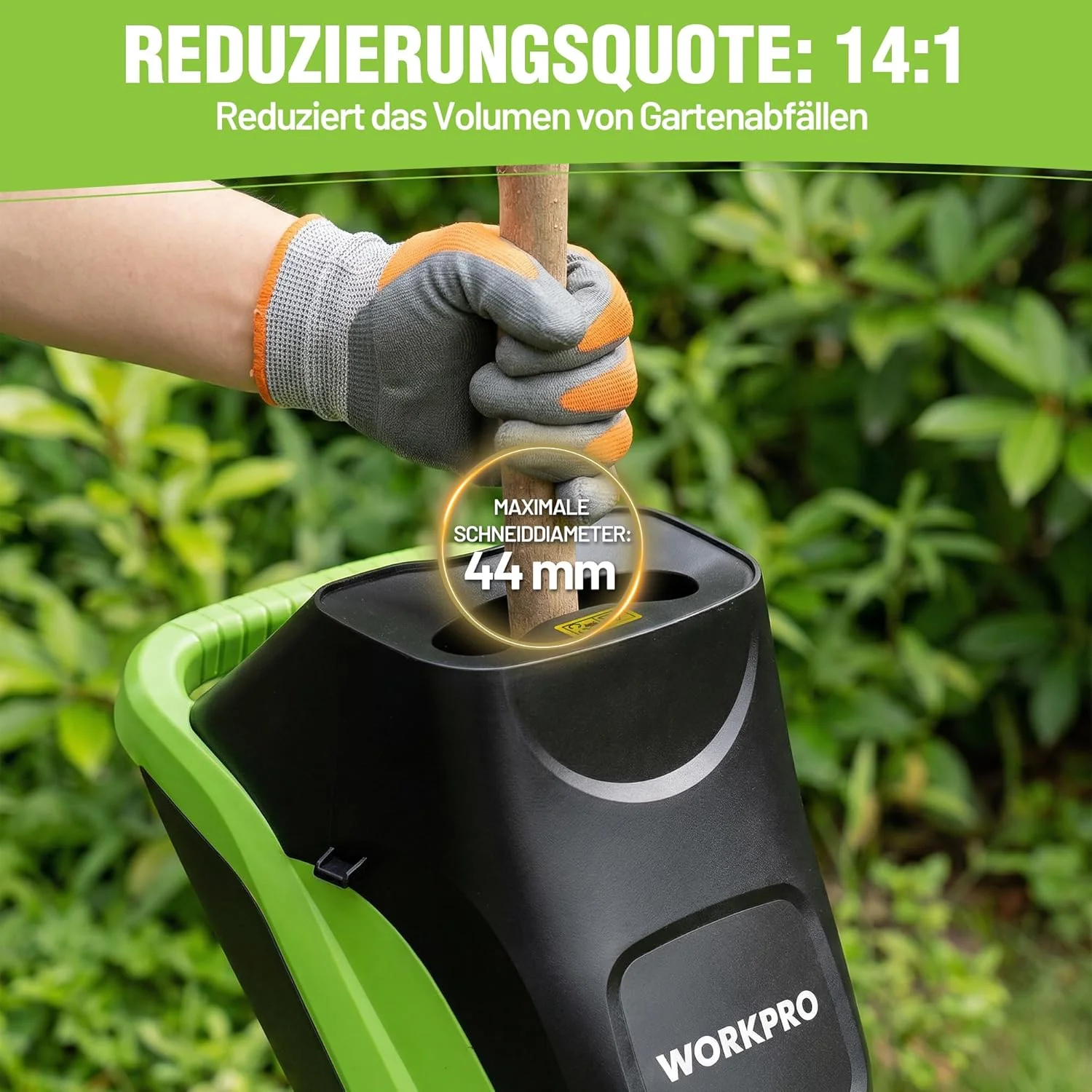 WORKPRO Elektrischer Gartenhäcksler mit Gartenschere - Image 4