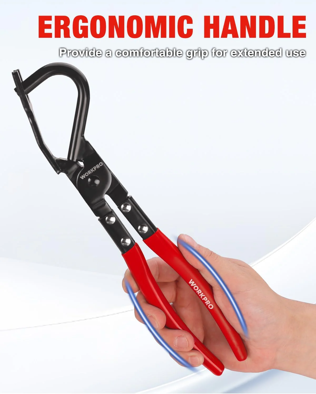 WORKPRO Exhaust Hanger Removal Tool with 4 Rubber Hangers, Red | Exhaust Hanger Pliers for Car & Truck Rubber Exhaust Hangers Muffler Hanger, For Most Domestic & Imported Exhaust System - Image 5