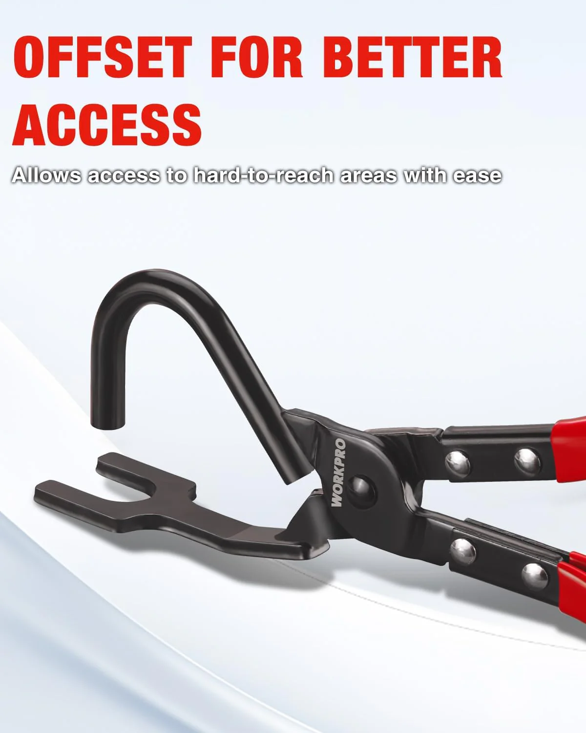 WORKPRO Exhaust Hanger Removal Tool with 4 Rubber Hangers, Red | Exhaust Hanger Pliers for Car & Truck Rubber Exhaust Hangers Muffler Hanger, For Most Domestic & Imported Exhaust System - Image 8