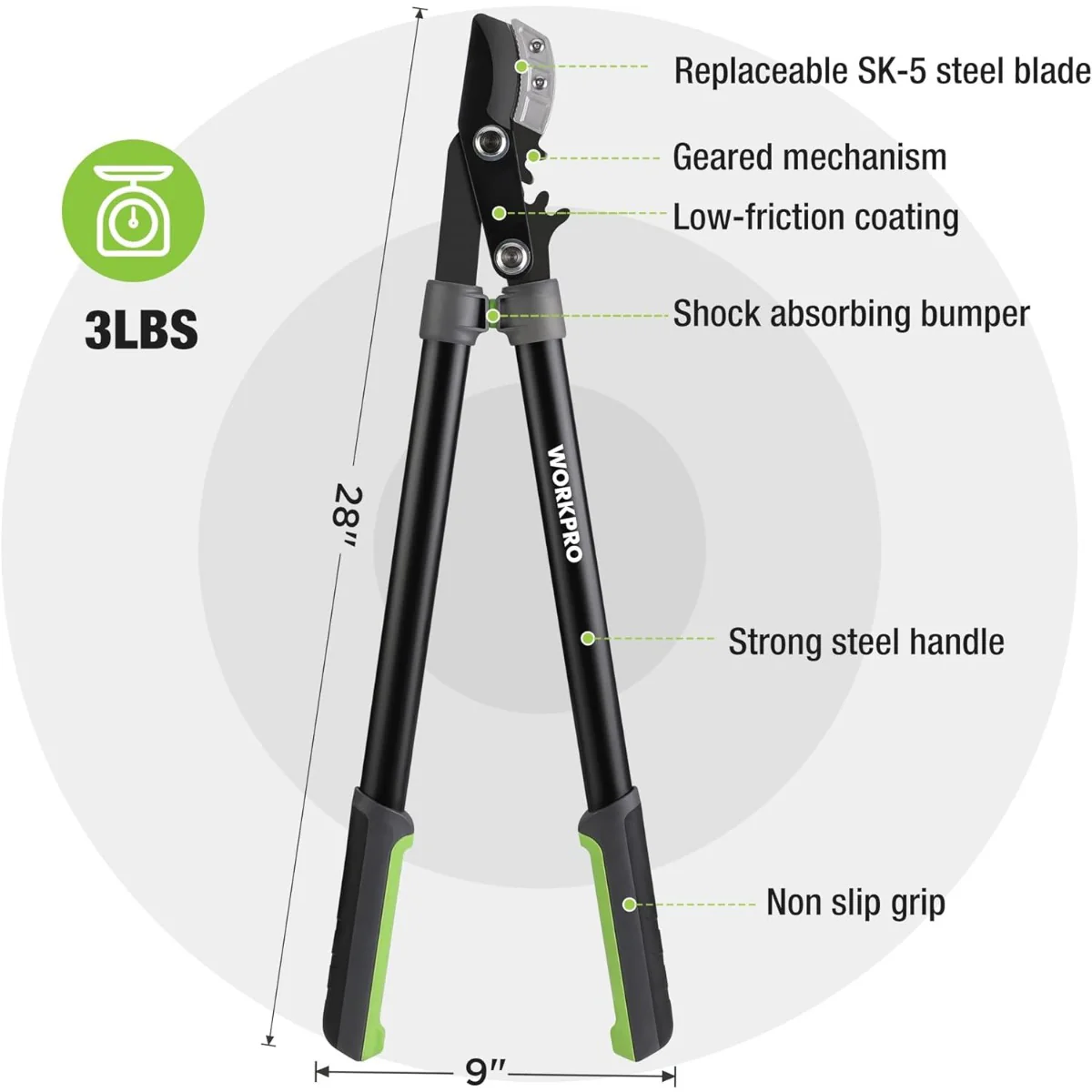 WORKPRO Extendable Anvil Lopper , 25-37" Branch Cutter, Heavy Duty Garden Tree Trimmer - Image 2