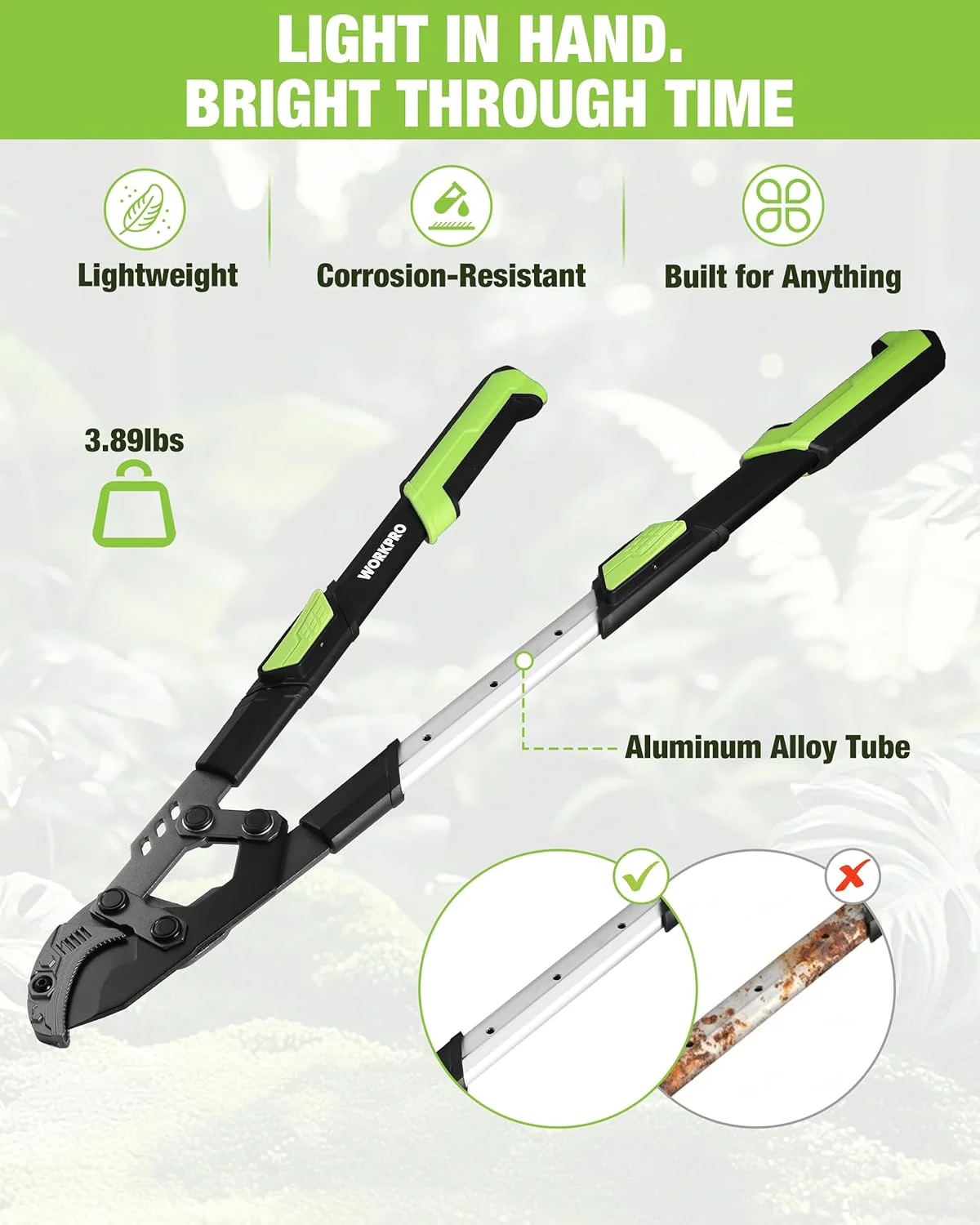 WORKPRO Extendable Anvil Lopper, 26"-33" Branch Cutter with Compound Action | Heavy Duty Tree Trimmer with 2 Inch Cutting Capacity, Garden Lopper with Telescopic Handles for Garden Farm Orchard - Image 3
