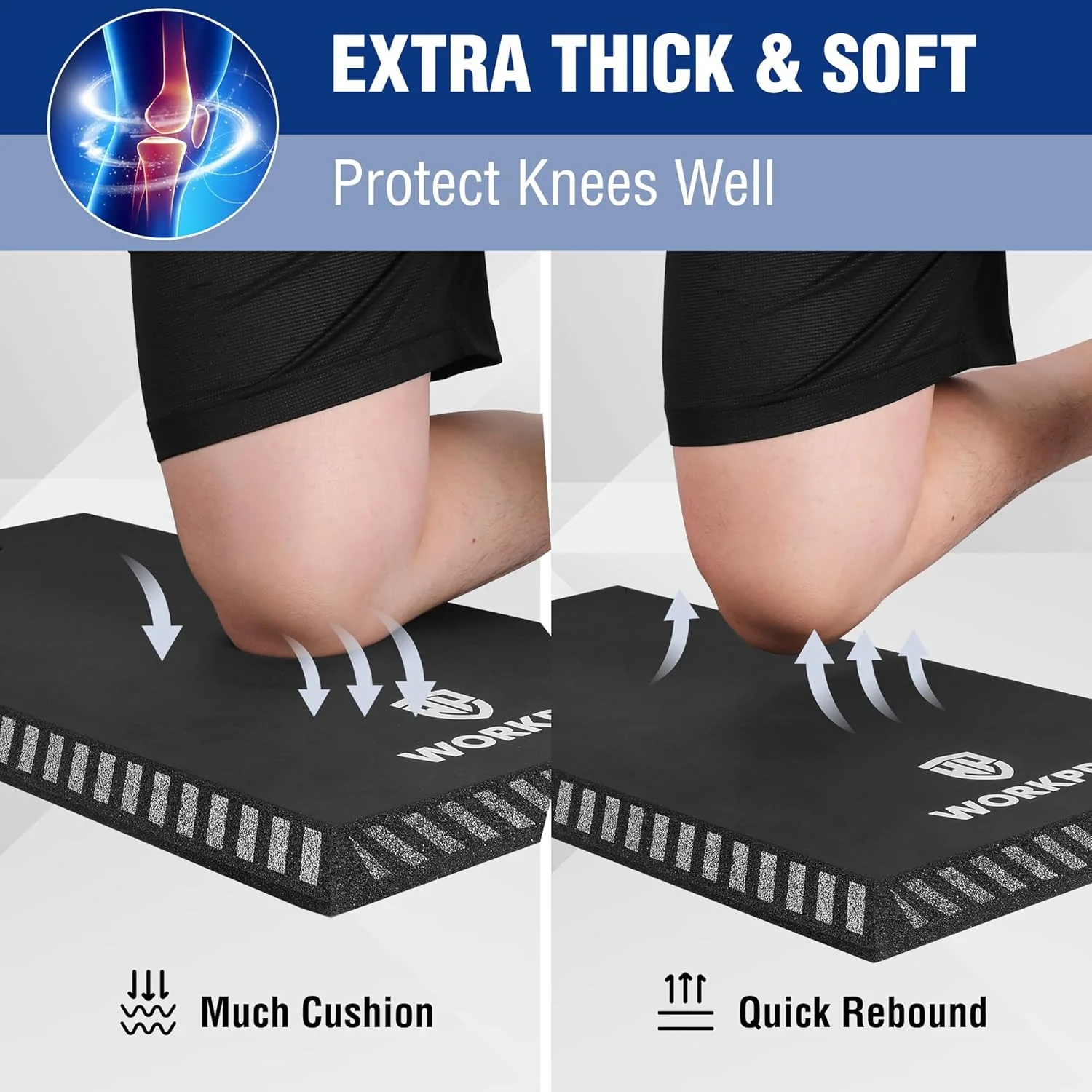 WORKPRO Extra Thick Kneeling Pad, Black, 28 x 16 x 1.2in | Soft NBR Foam Knee Cushioning, Extra Large Foam Kneeler Mat, For Auto-Repair, Gardening, Workout Supplies - Image 5