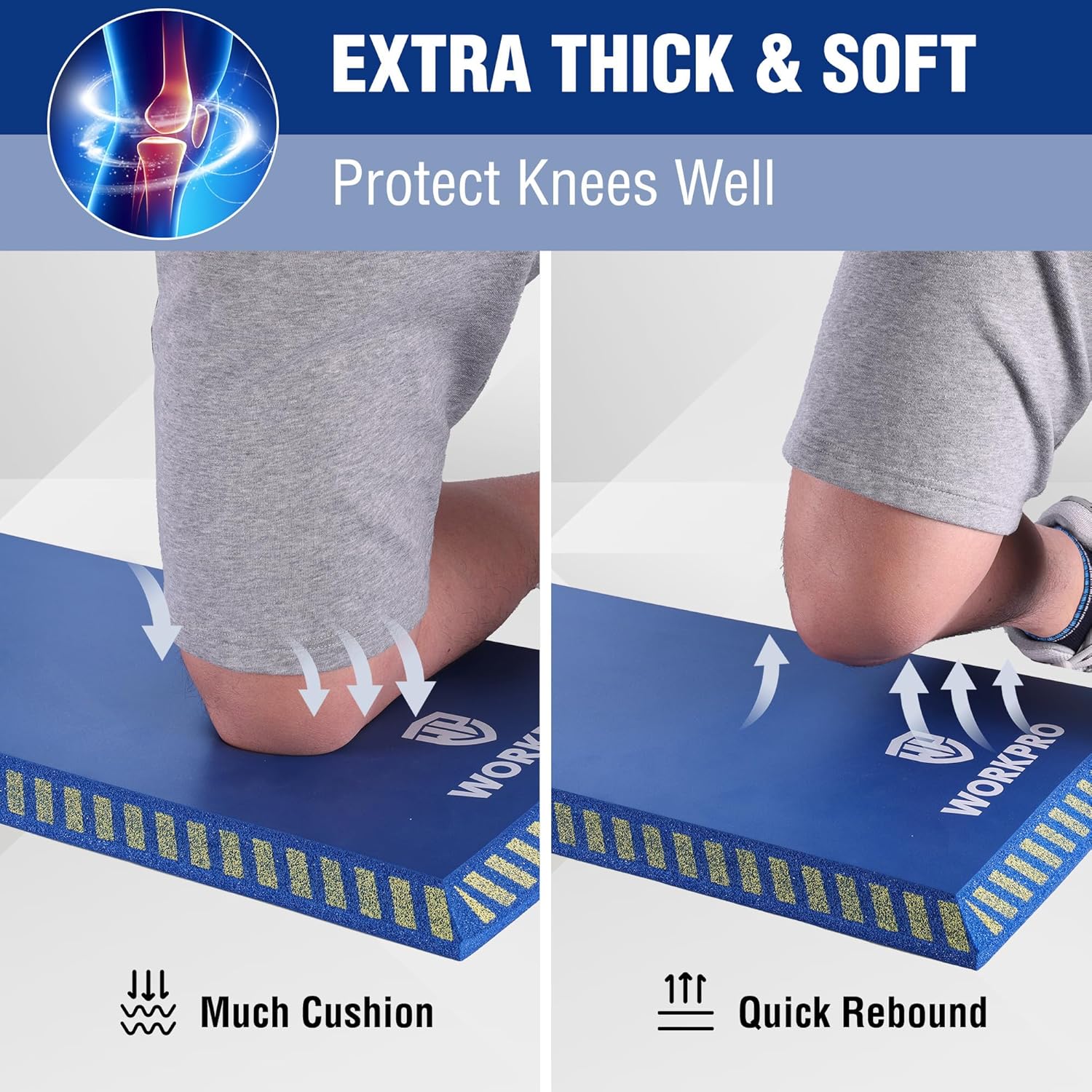 WORKPRO Extra Thick Kneeling Pad, Blue, 28 x 16 x 1.2in | Soft NBR Foam Knee Cushioning, Extra Large Foam Kneeler Mat, For Auto-Repair, Gardening, Workout Supplies - Image 5