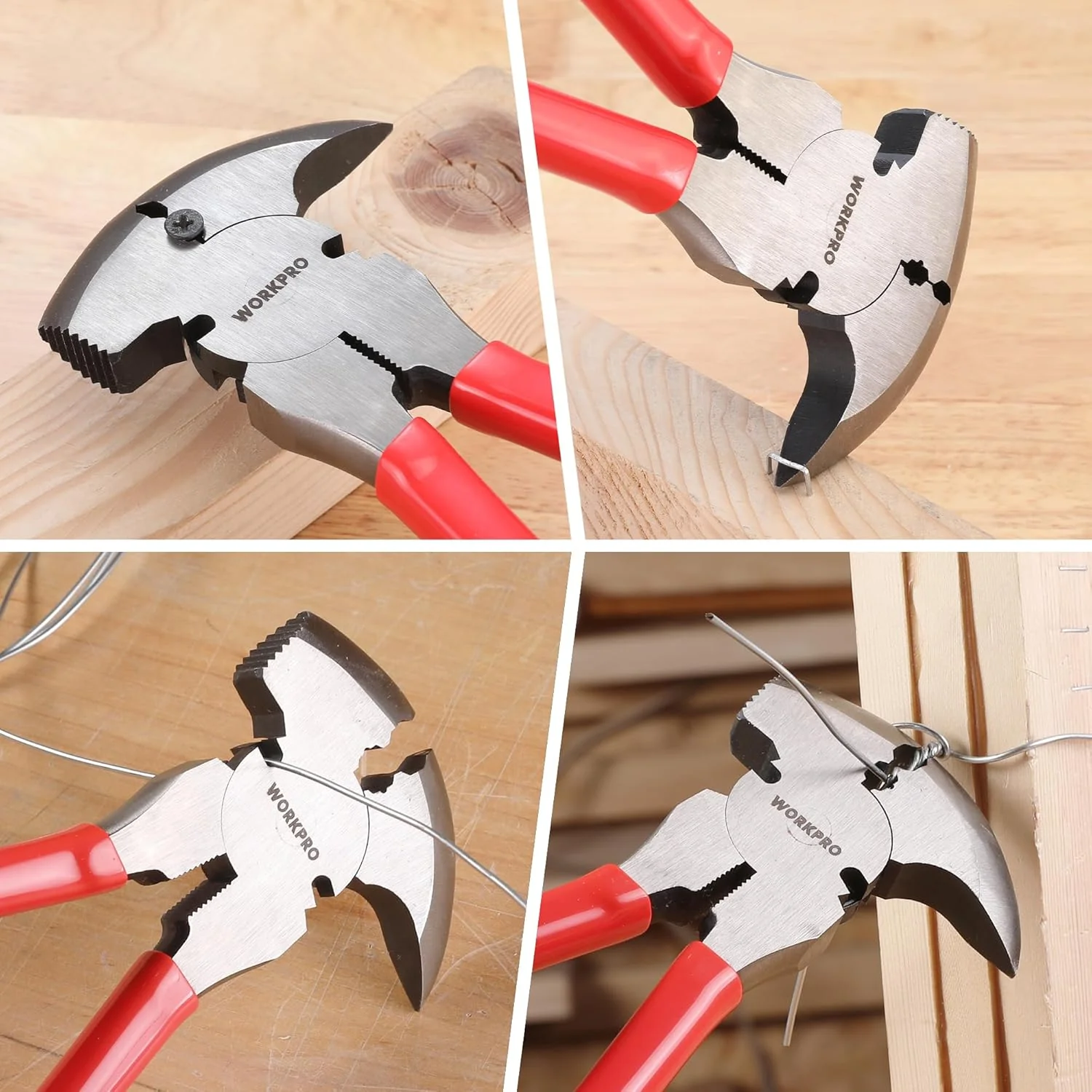 WORKPRO Fencing Pliers, 10-inch Multi Fence Pliers Tool, Heavy Duty Fencing Tools, Barbed Wire Fence Tools, Fence Cutter, Nail Puller, Staple Puller, Cutting Wire, Hammer Head - Image 7