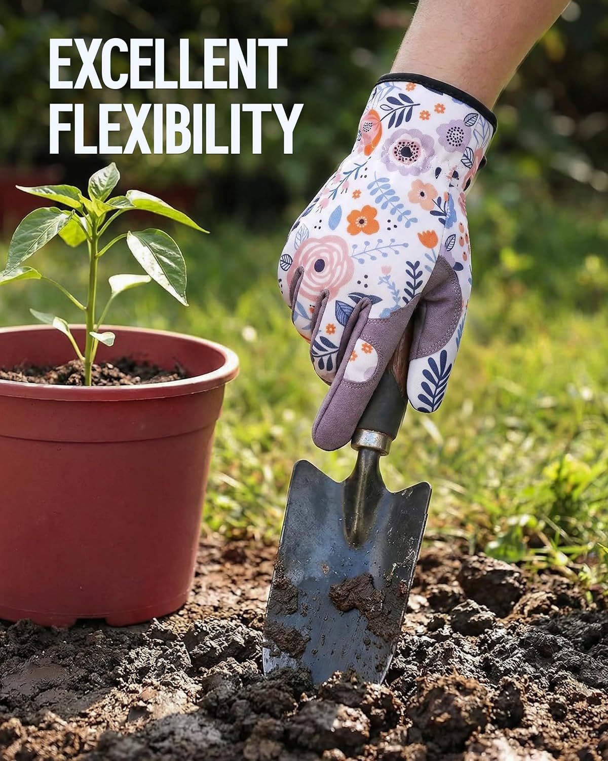 WORKPRO Floral Garden Gloves for Women, Gardening Gloves for Women/Ladies | Printed Breathable Working Gloves with Touchscreen Design & No-Slip Palm Grip for Weeding, Planting, Raking and Pruning - Image 4