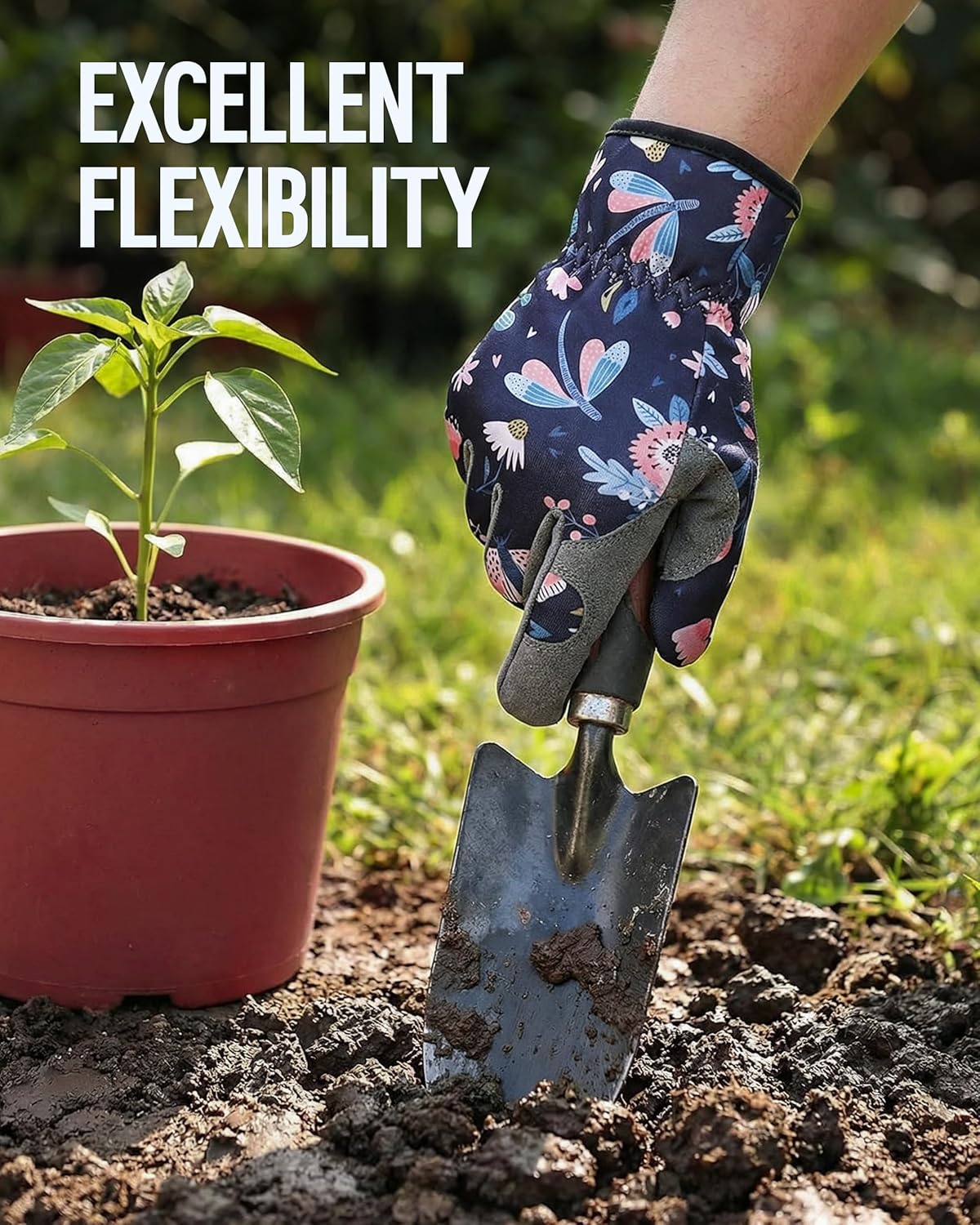 WORKPRO Floral Garden Gloves for Women, Gardening Gloves for Women/Ladies | Printed Breathable Working Gloves with Touchscreen Design & No-Slip Palm Grip for Weeding, Planting, Raking and Pruning - Image 4
