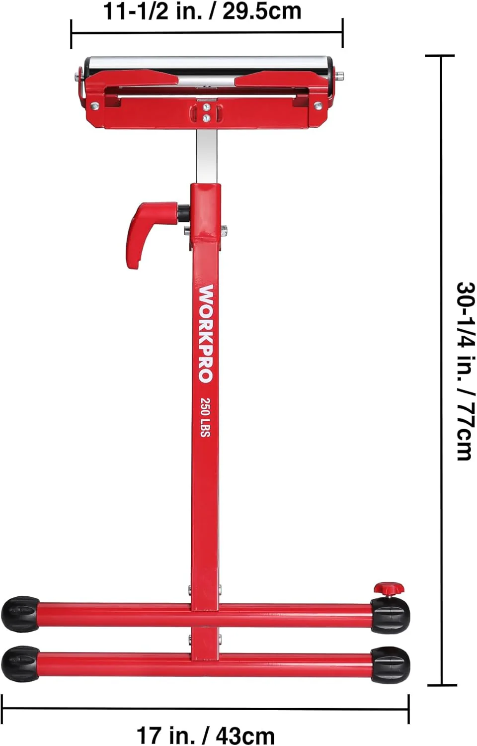 WORKPRO Folding Roller Stand Height Adjustable, Heavy Duty 250 LB Load Capacity, Outfeed Woodworking (Upgraded head) - Image 3