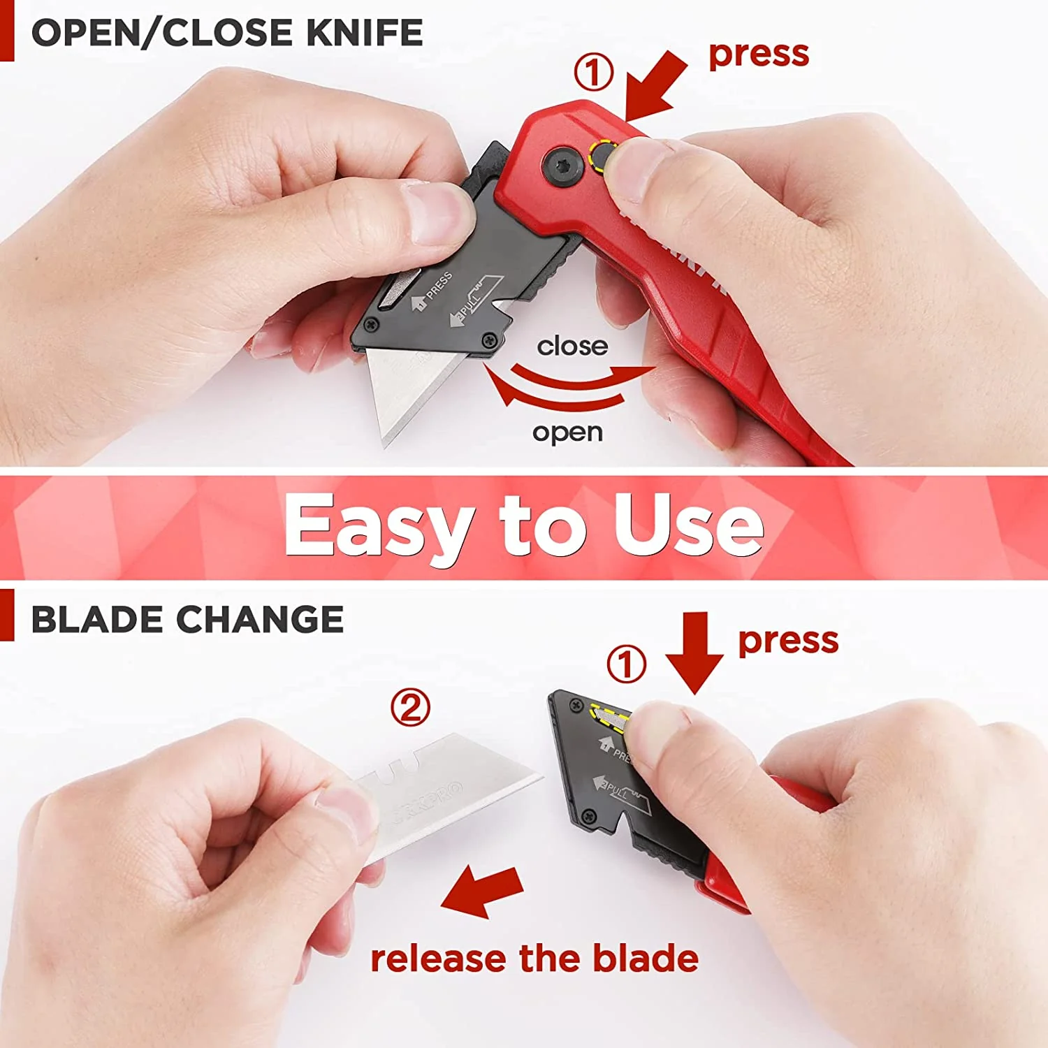 WORKPRO Folding Utility Knife, Quick Change Box Cutte 13 Extra Blades Included - Image 4