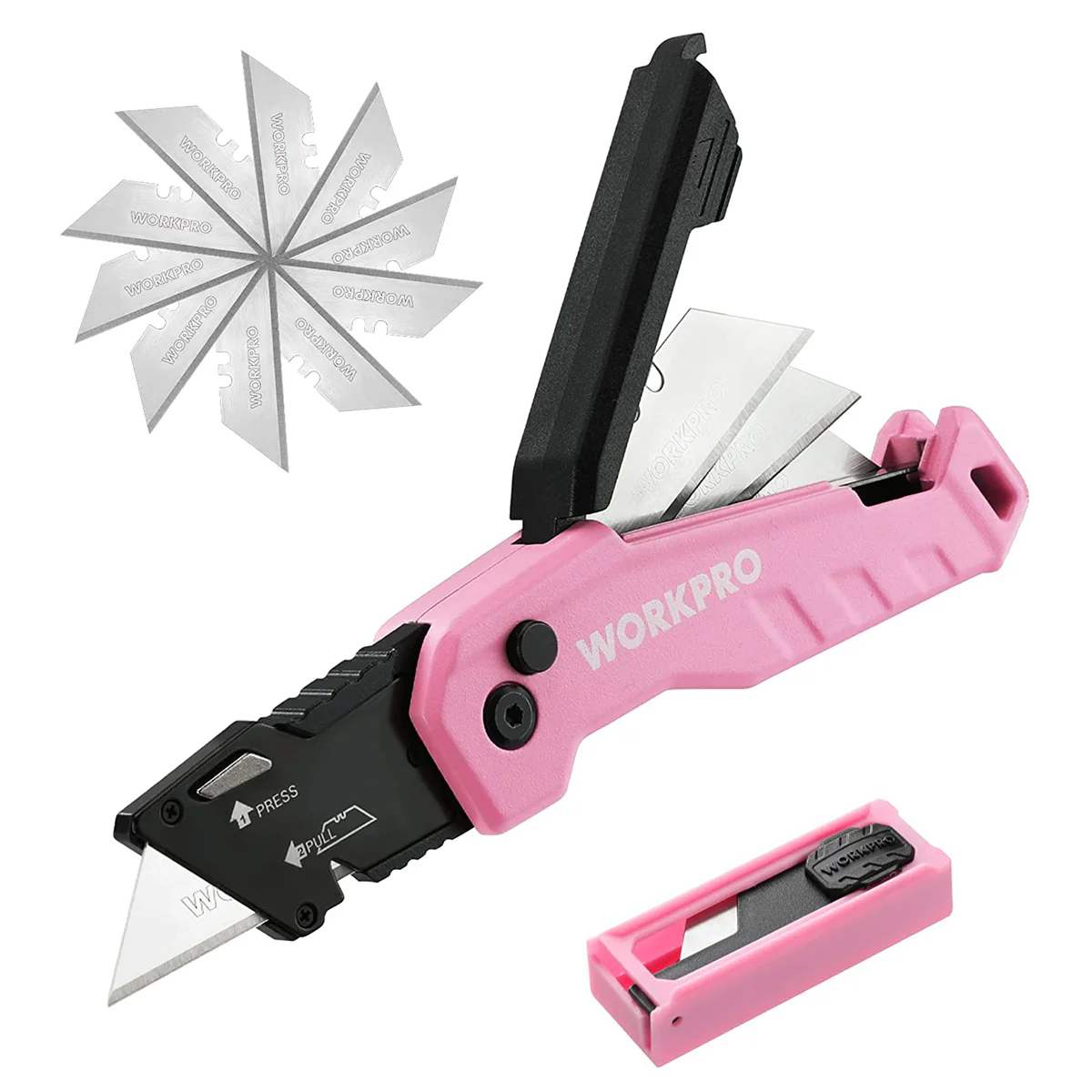 WORKPRO Folding Utility Knife, Quick Change Box Cutte 13 Extra Blades Included - Image 7