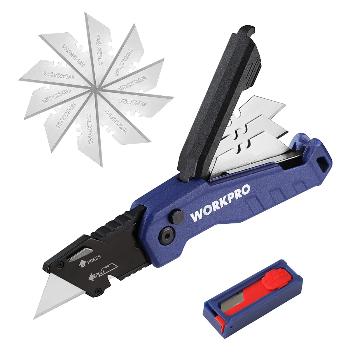 WORKPRO Folding Utility Knife, Quick Change Box Cutte 13 Extra Blades Included - Image 8