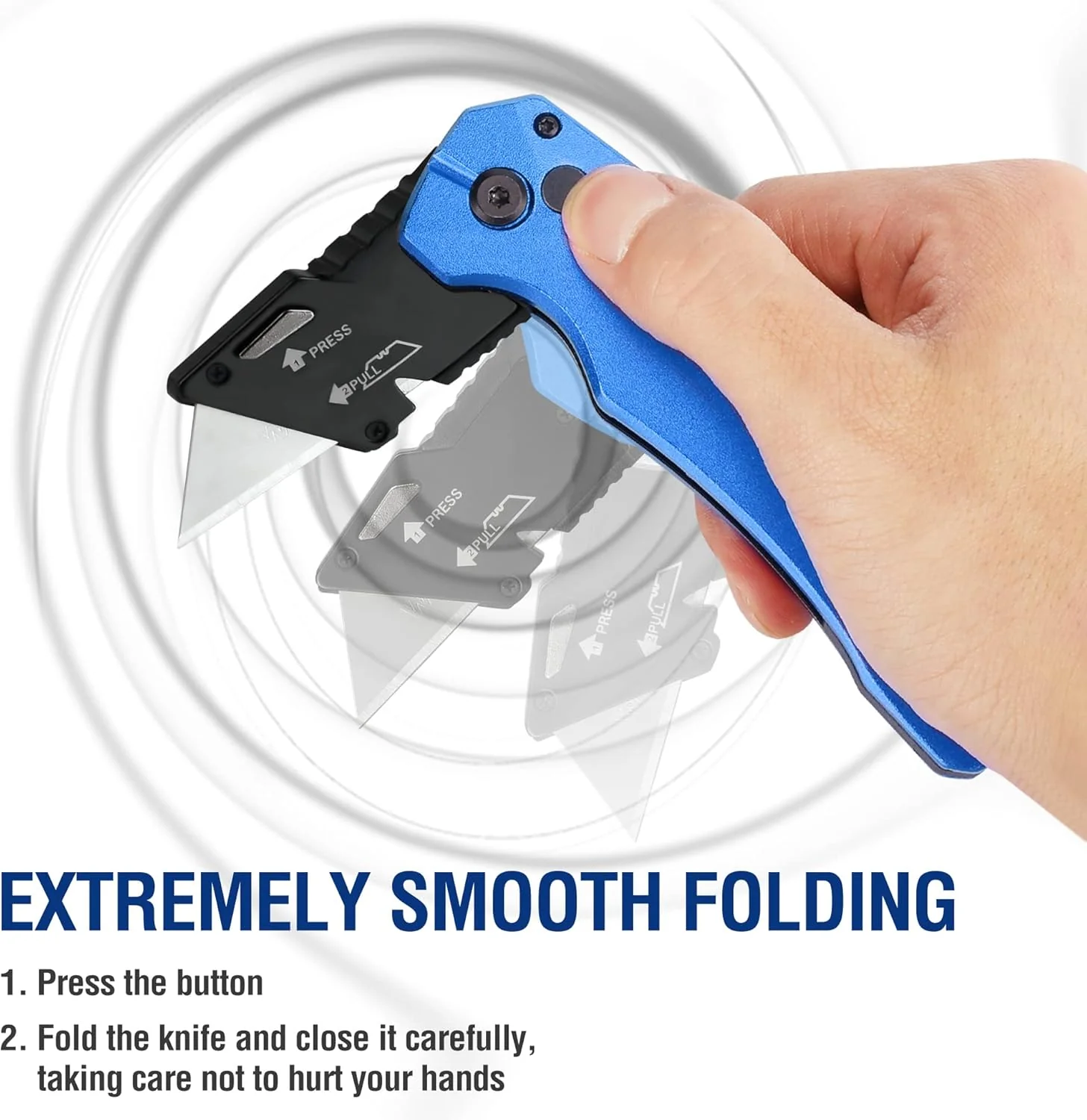 WORKPRO Folding Utility Knife, Heavy Duty Metal, Quick Open Botton Lock Box Cutter, Quick Change Blade Razor Knife, 1PC with 10 Extra SK5 Blades - Image 4