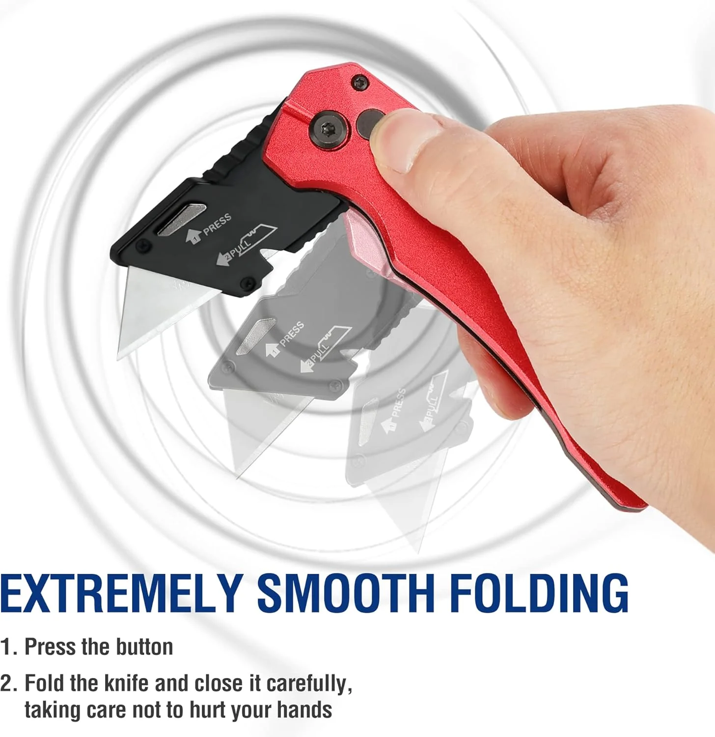 WORKPRO Folding Utility Knife, Heavy Duty Metal, Quick Open Botton Lock Box Cutter, Quick Change Blade Razor Knife, 1PC with 10 Extra SK5 Blades - Image 4