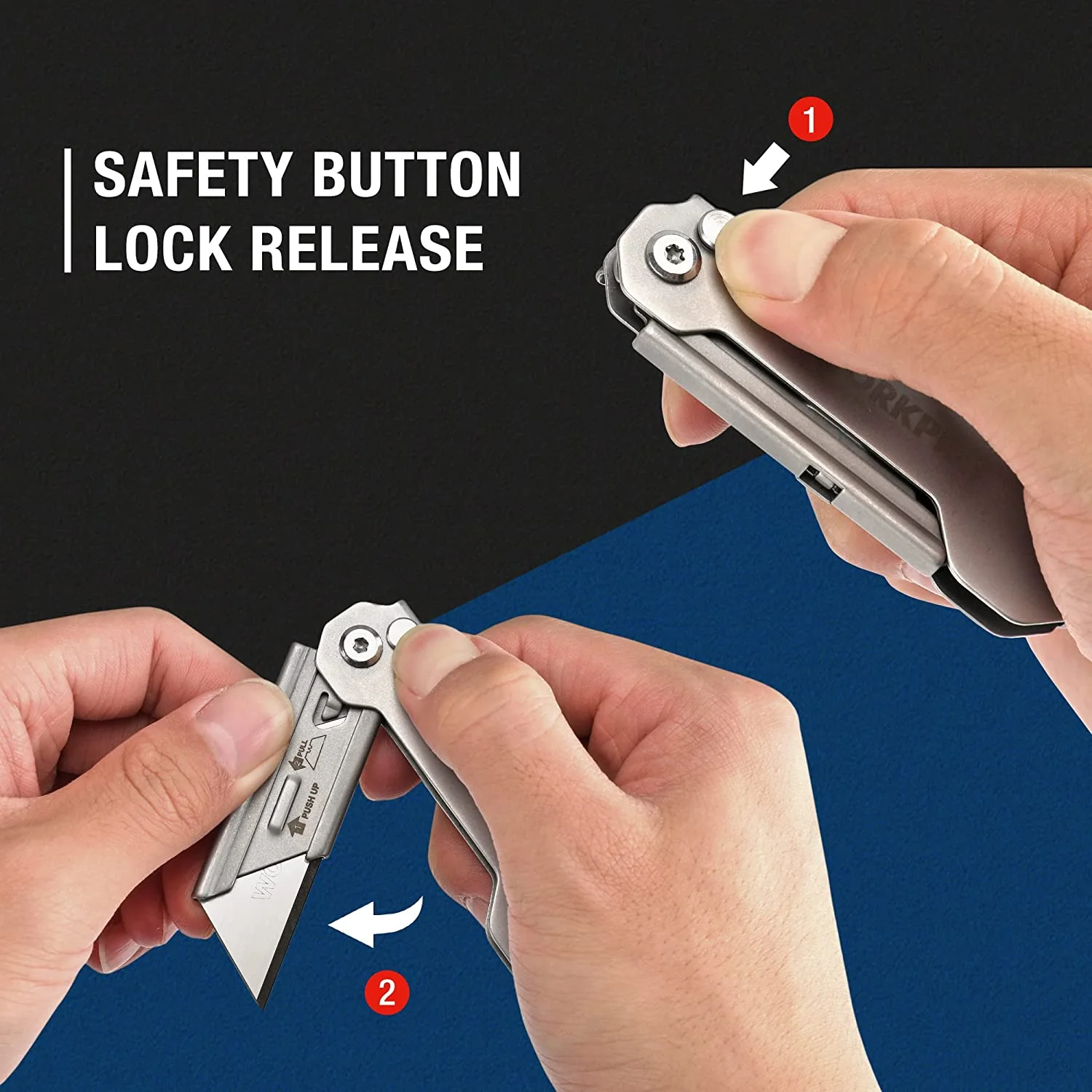 WORKPRO 3 PCS Folding Utility Knife Sets Quick Change Blades Box Cutter - Image 3