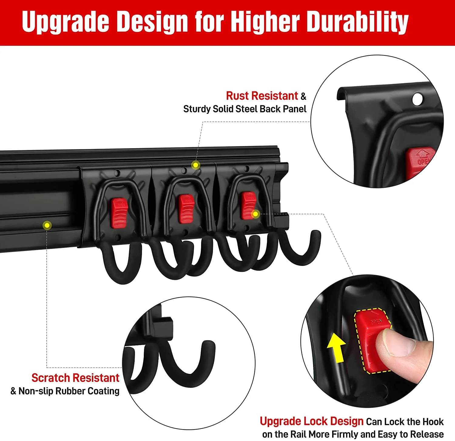 WORKPRO Garage Tool Organizer Wall Mount Garden Tool Organizer Storage Rack Heavy Duty Tool Hangers 64 Inch - Image 3