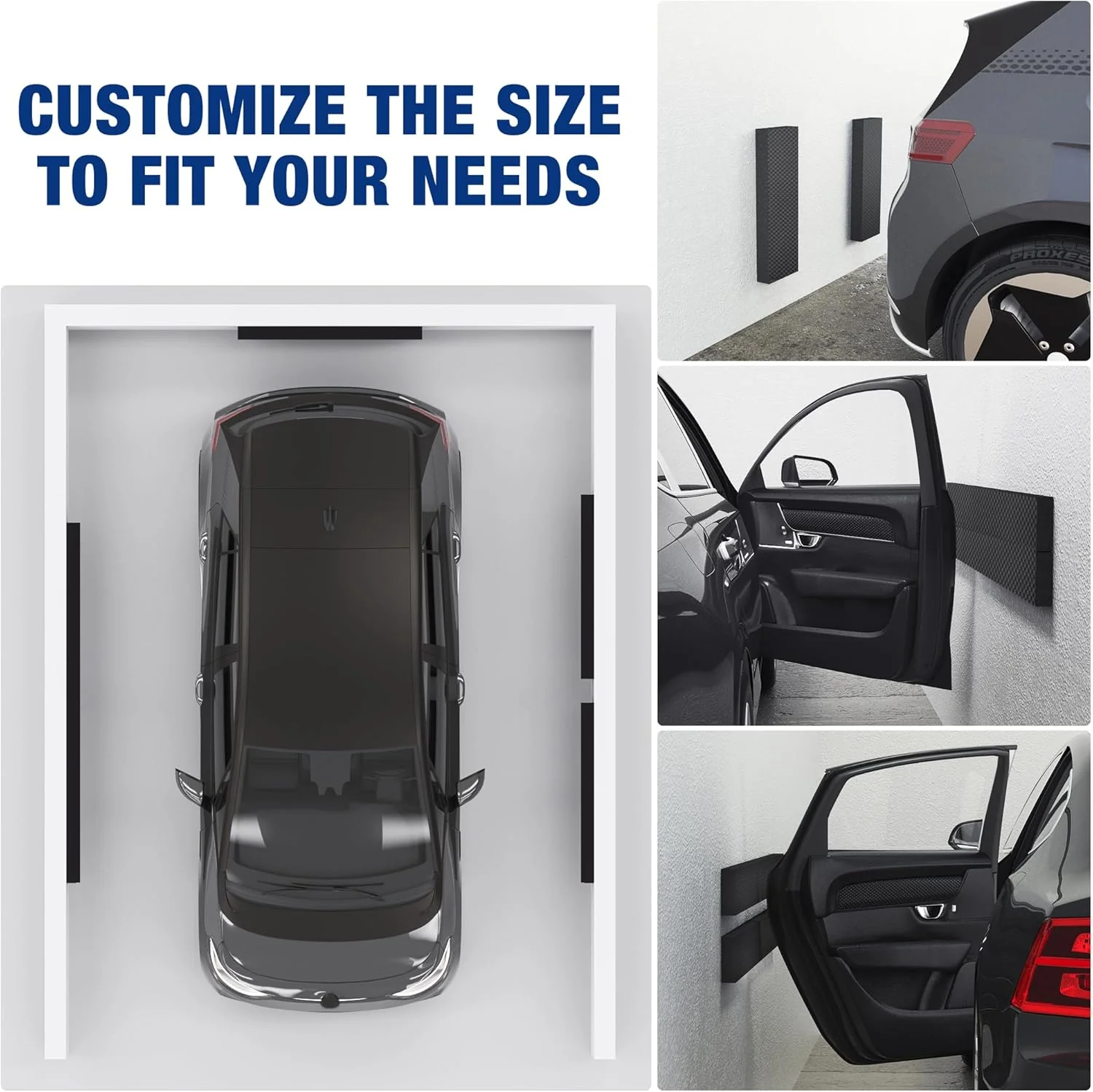 WORKPRO Garage Wall Protector, 4 Pack Garage Car Door Protector | 1.18” Ultra Thickness and Mesh Fabric Adhesive, Resilient NBR Foam Car Door Bumper Guards for Collision Protection - Image 3