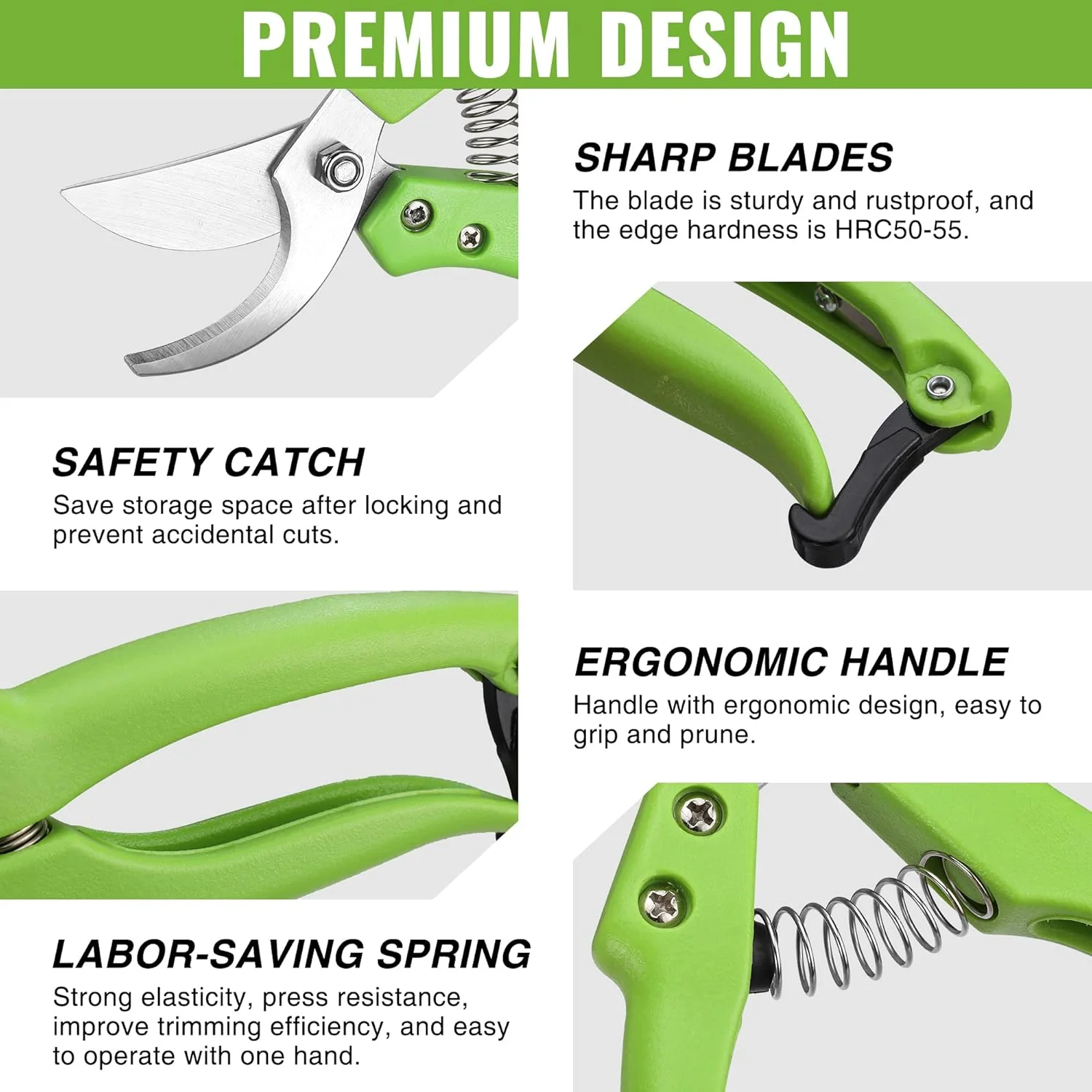 WORKPRO Garden Clippers, 2 Pcs Flower Scissors Include 8" Bypass Pruner and 8.5'' Straight Blade Shear, Professional Pruning Shears Kit for Cutting Flowers, Trimming Plants, Fruits Picking - Image 2