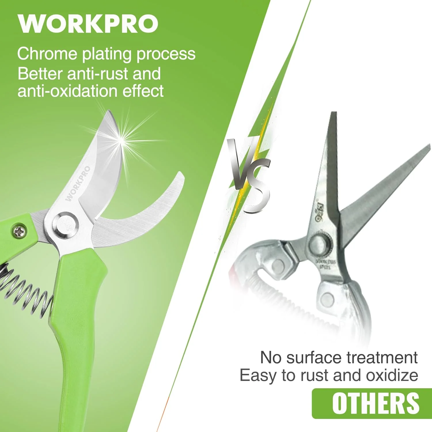 WORKPRO Garden Clippers, 2 Pcs Flower Scissors Include 8" Bypass Pruner and 8.5'' Straight Blade Shear, Professional Pruning Shears Kit for Cutting Flowers, Trimming Plants, Fruits Picking - Image 4