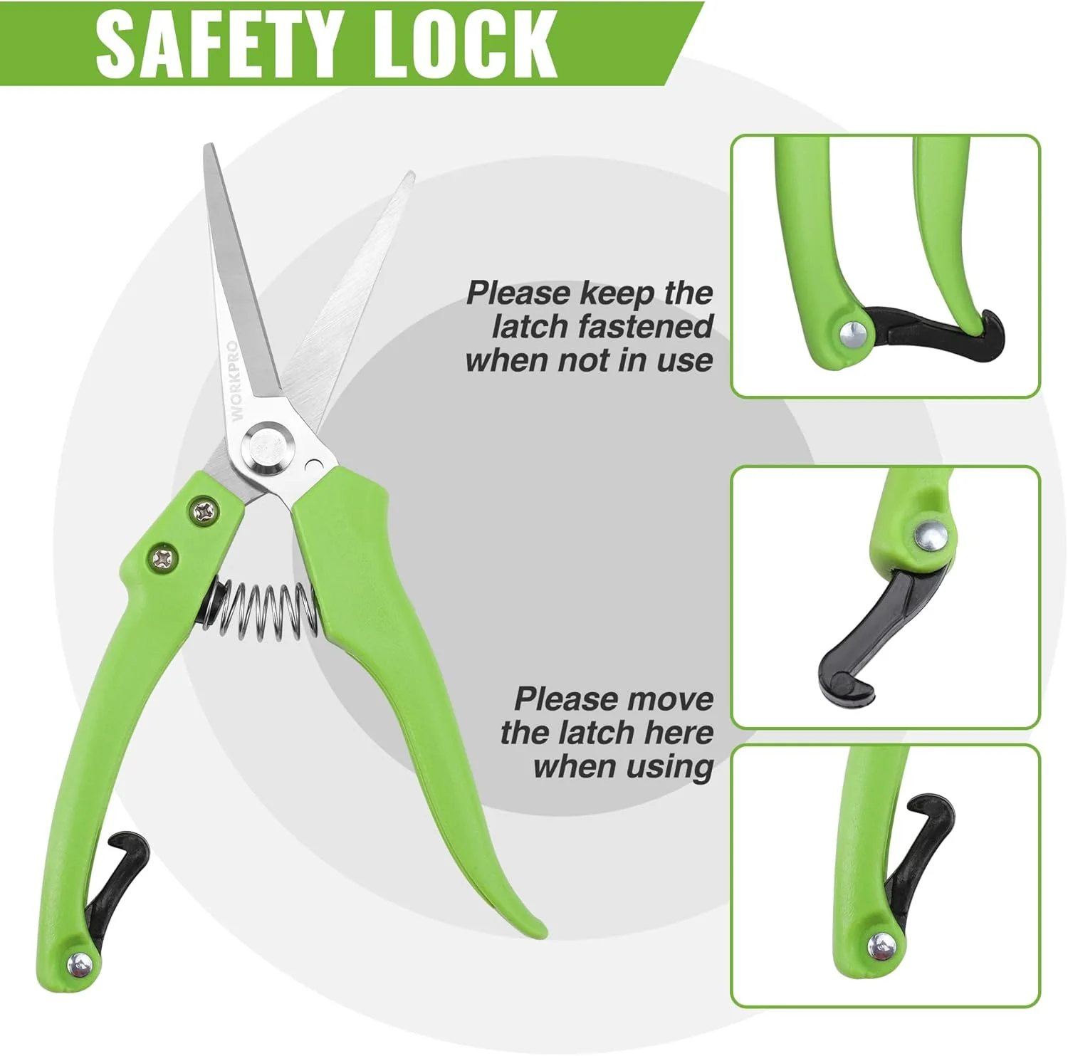 WORKPRO Garden Clippers, 2 Pcs Flower Scissors Include 8" Bypass Pruner and 8.5'' Straight Blade Shear, Professional Pruning Shears Kit for Cutting Flowers, Trimming Plants, Fruits Picking - Image 7